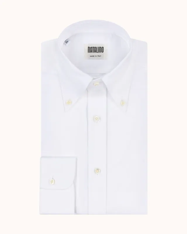 Button Down Collar Shirt - White Oxford Cotton sold by Natalino