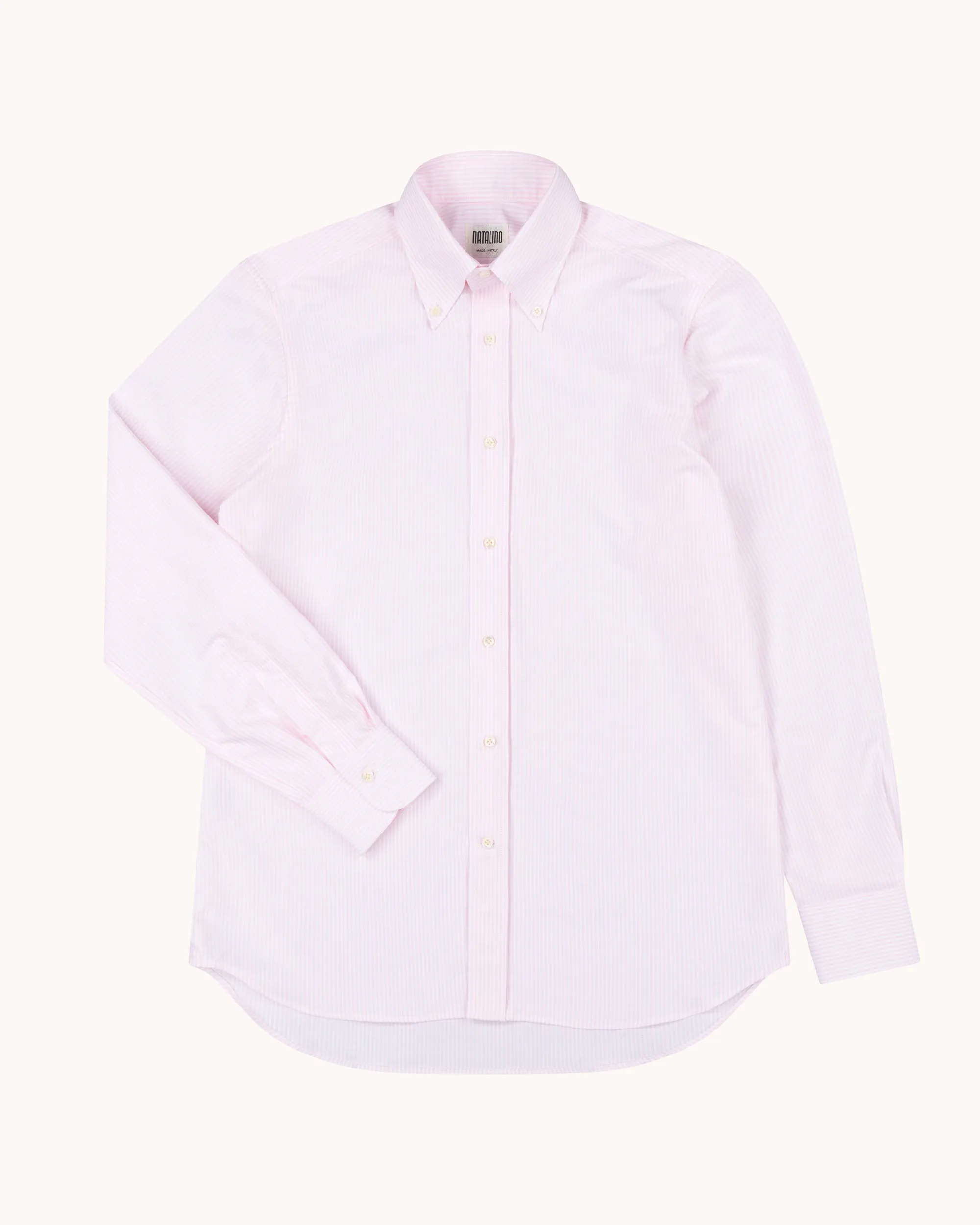 Button Down Collar Shirt - Pink Stripe Oxford Cotton sold by Natalino product image thumbnail 3