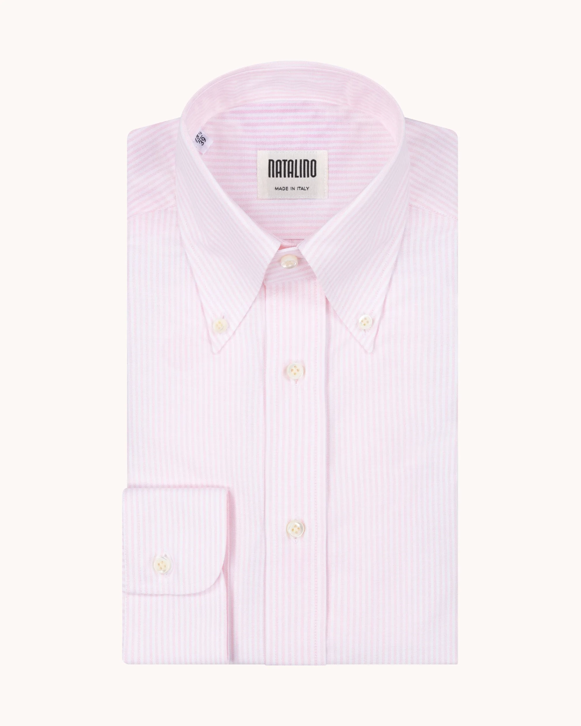 Button Down Collar Shirt - Pink Stripe Oxford Cotton sold by Natalino product image thumbnail 2