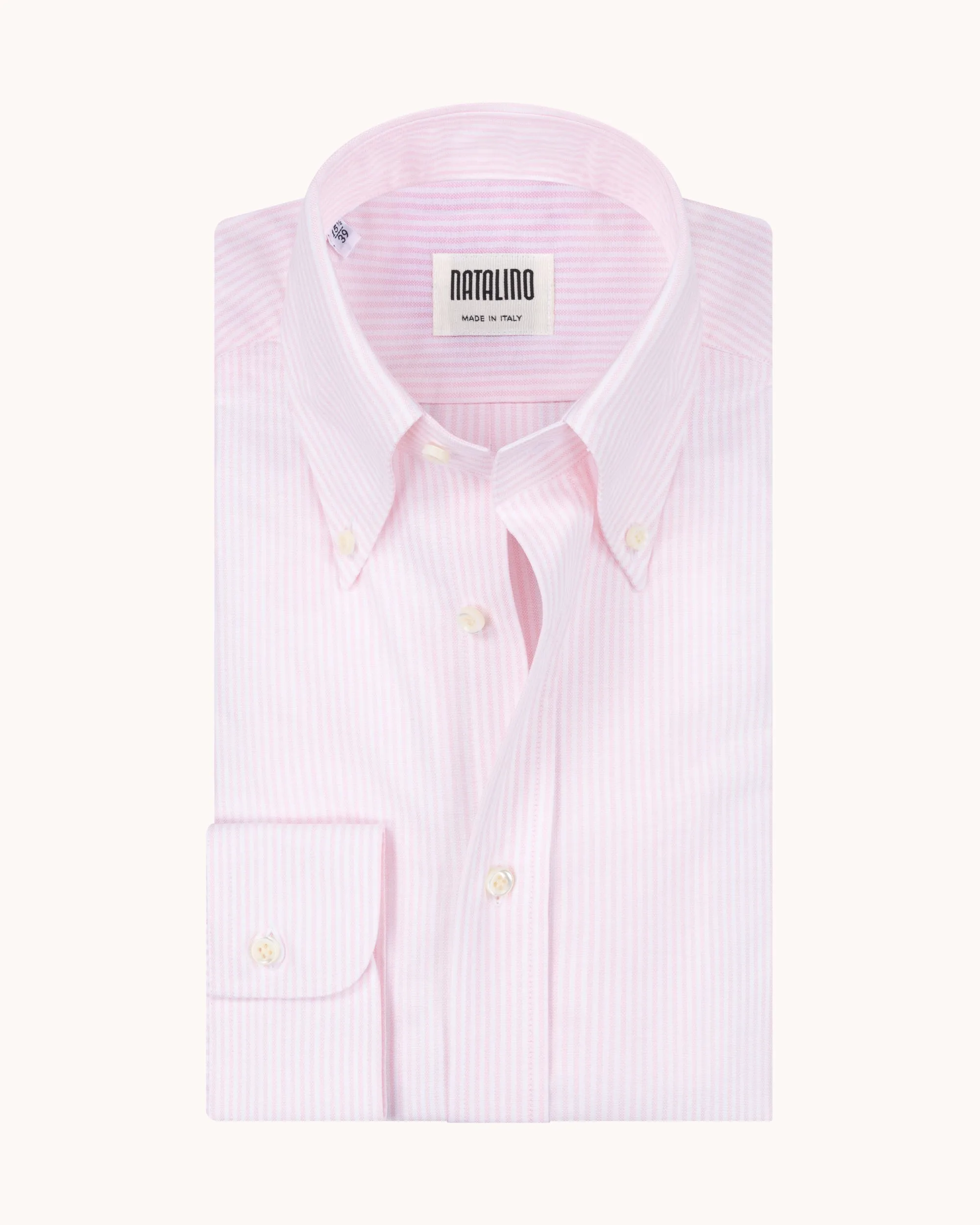Button Down Collar Shirt - Pink Stripe Oxford Cotton sold by Natalino