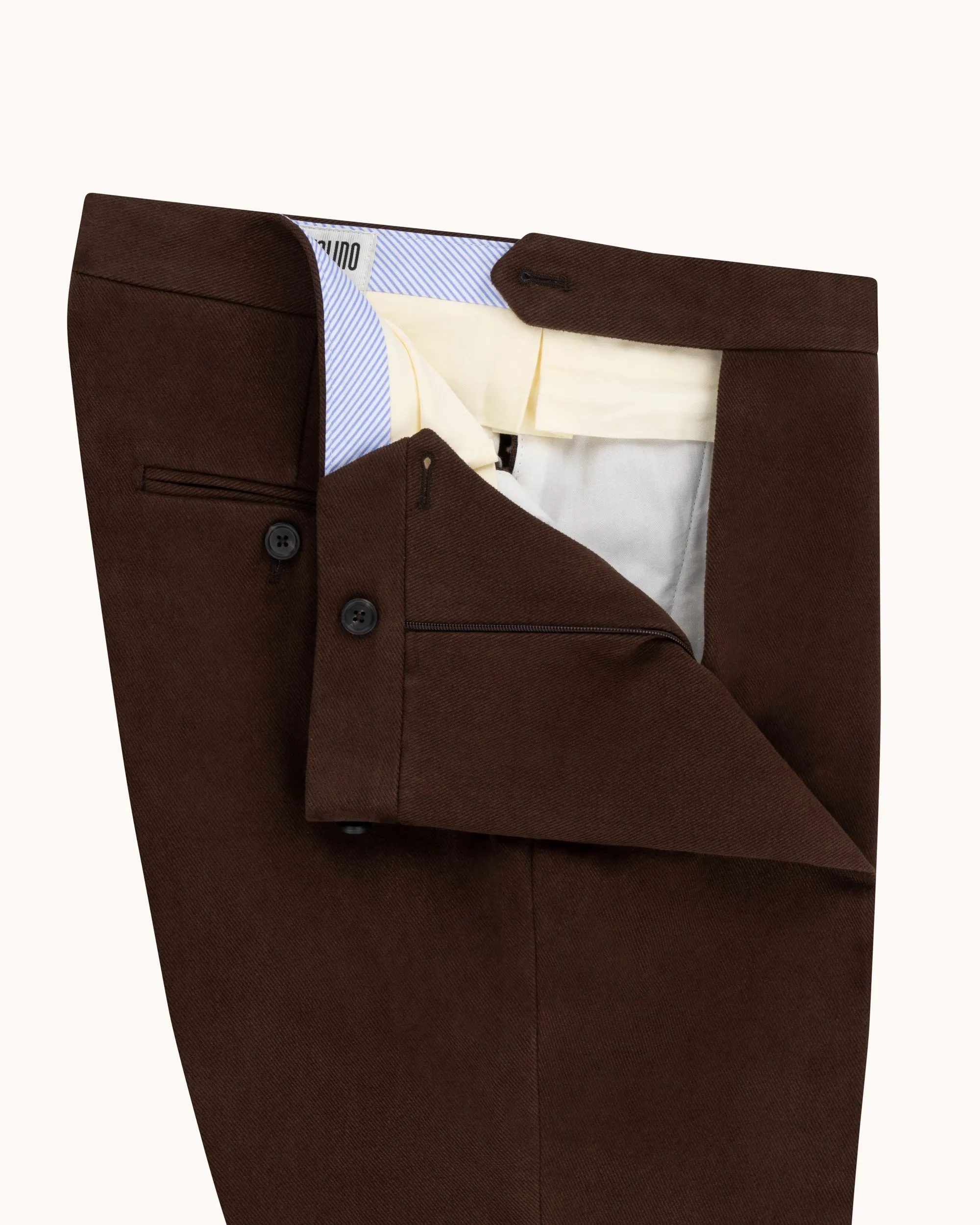 Flat Front Trouser - Brown Cotton Drill sold by Natalino product image thumbnail 4