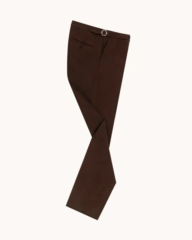Flat Front Trouser - Brown Cotton Drill sold by Natalino