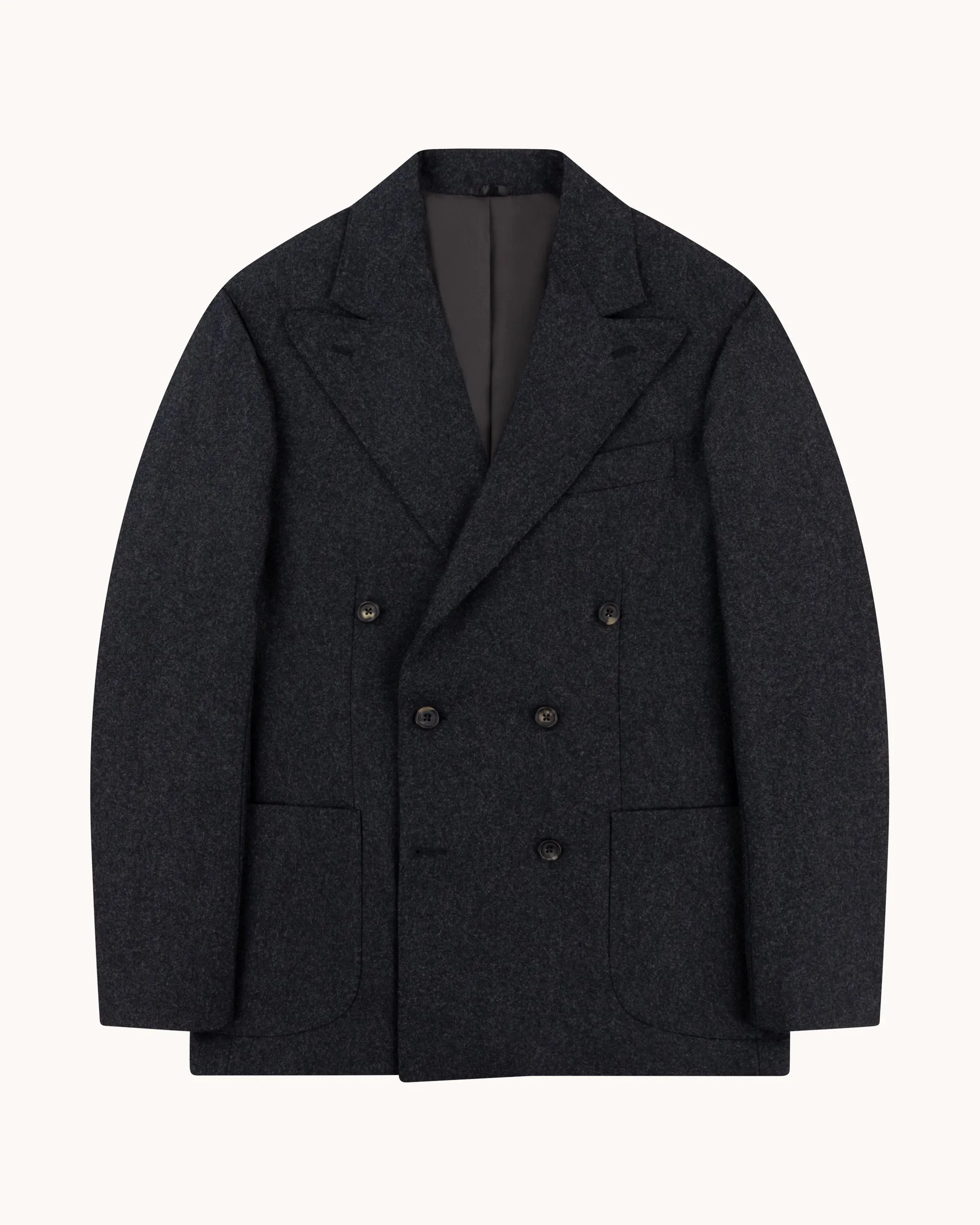 Double Breasted Sport Jacket - Charcoal Grey Woollen Flannel sold by Natalino product image thumbnail 2