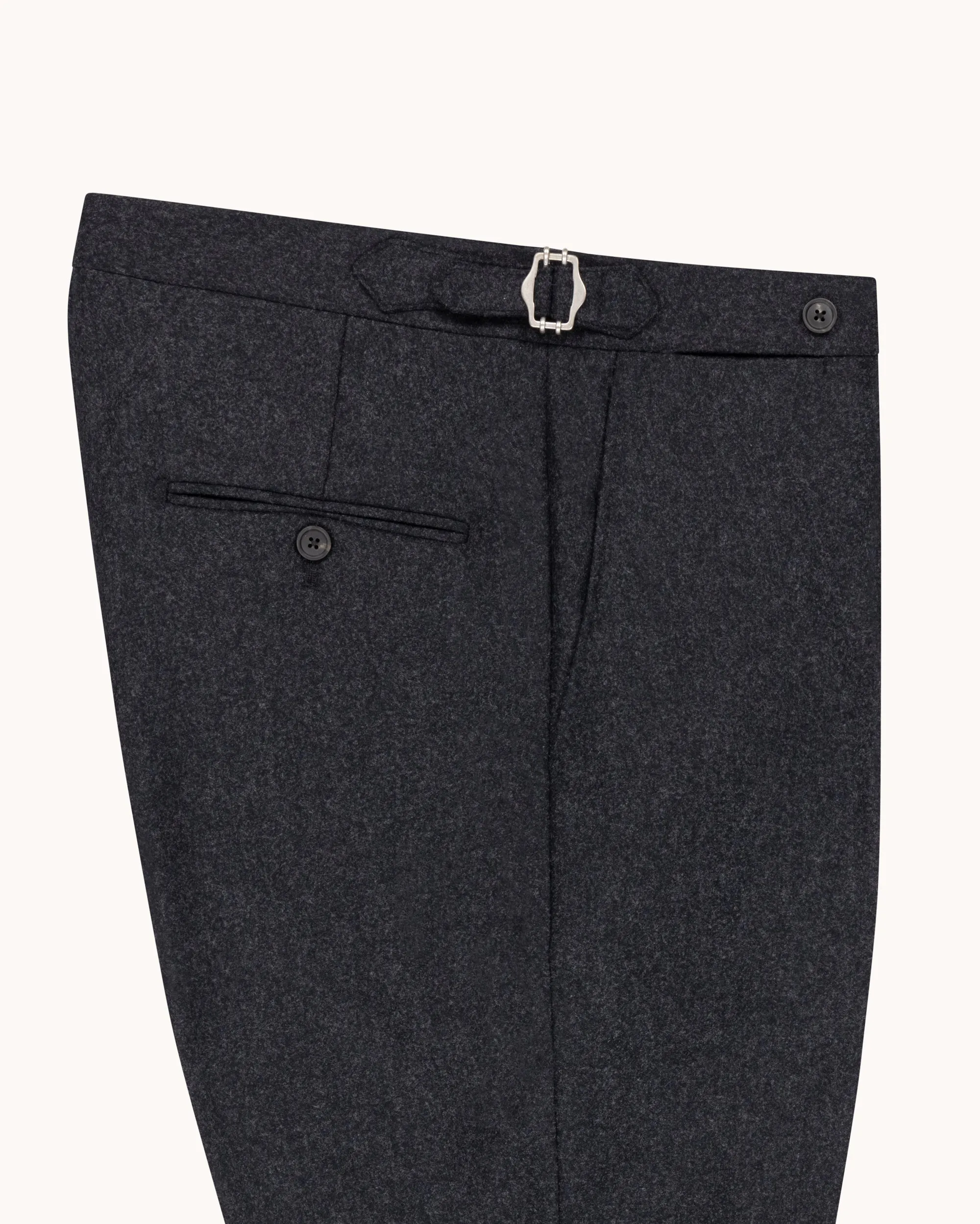 Flat Front Trouser - Charcoal Grey Woollen Flannel sold by Natalino product image thumbnail 2