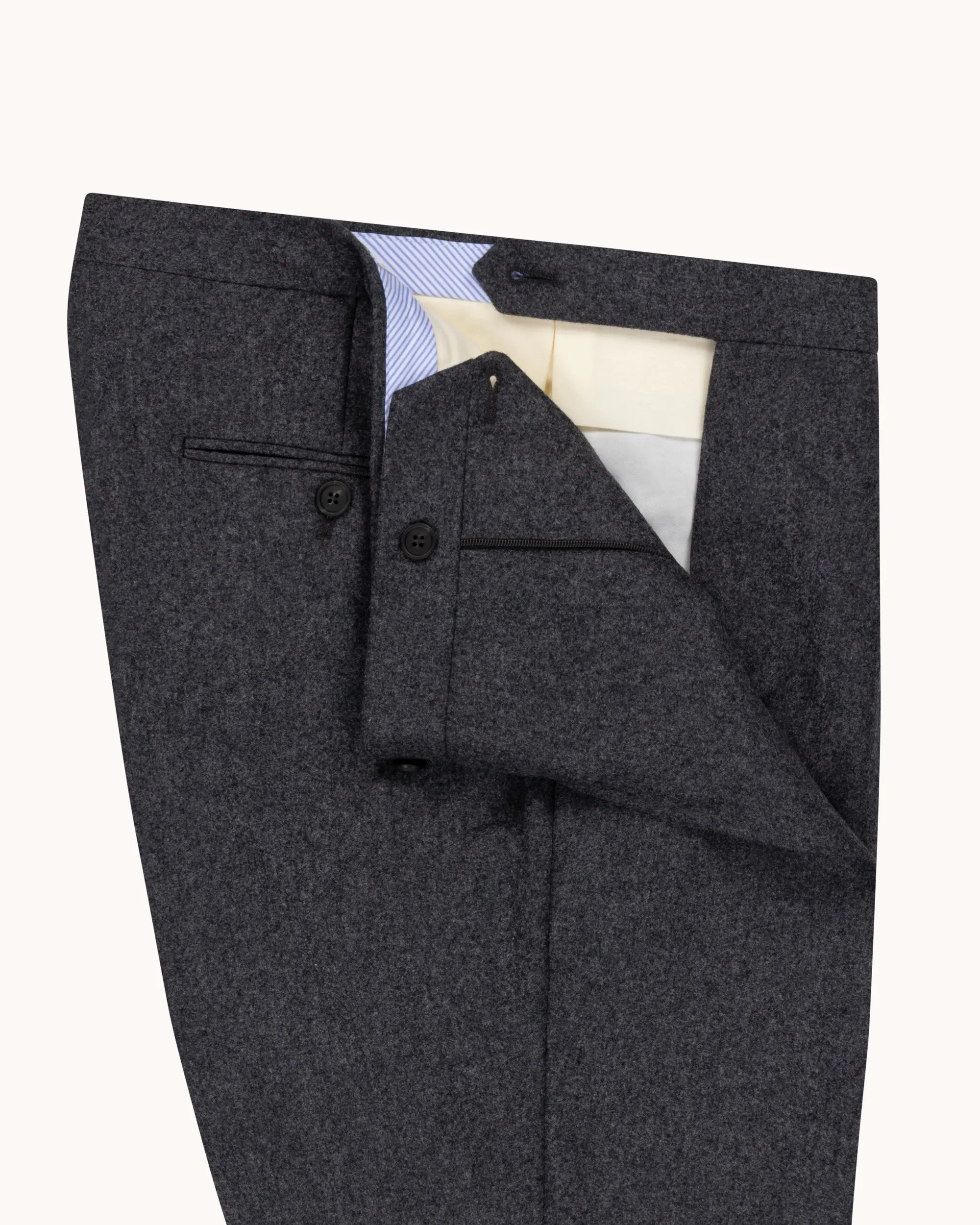 Single Pleat Trouser - Mid Grey Woollen Flannel sold by Natalino product image thumbnail 4