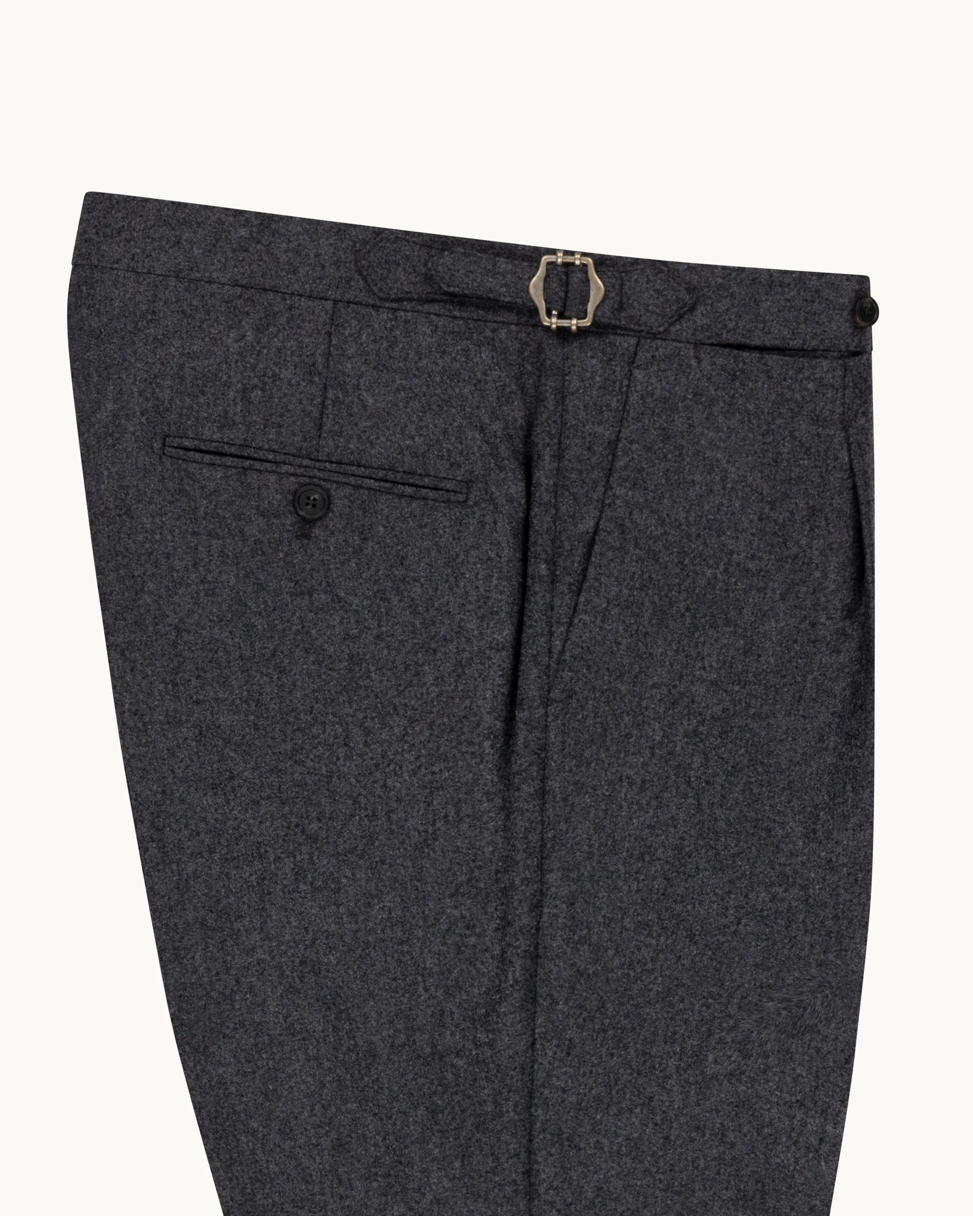 Single Pleat Trouser - Mid Grey Woollen Flannel sold by Natalino product image thumbnail 3
