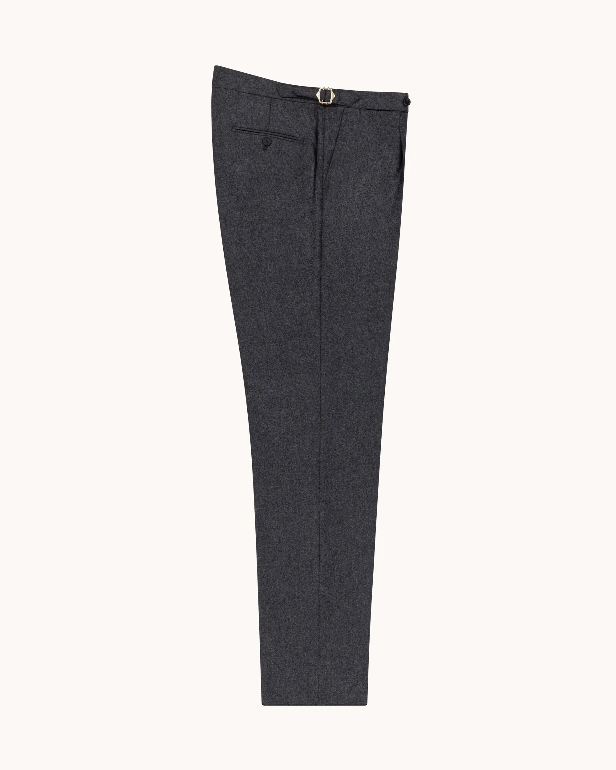 Single Pleat Trouser - Mid Grey Woollen Flannel sold by Natalino product image thumbnail 2