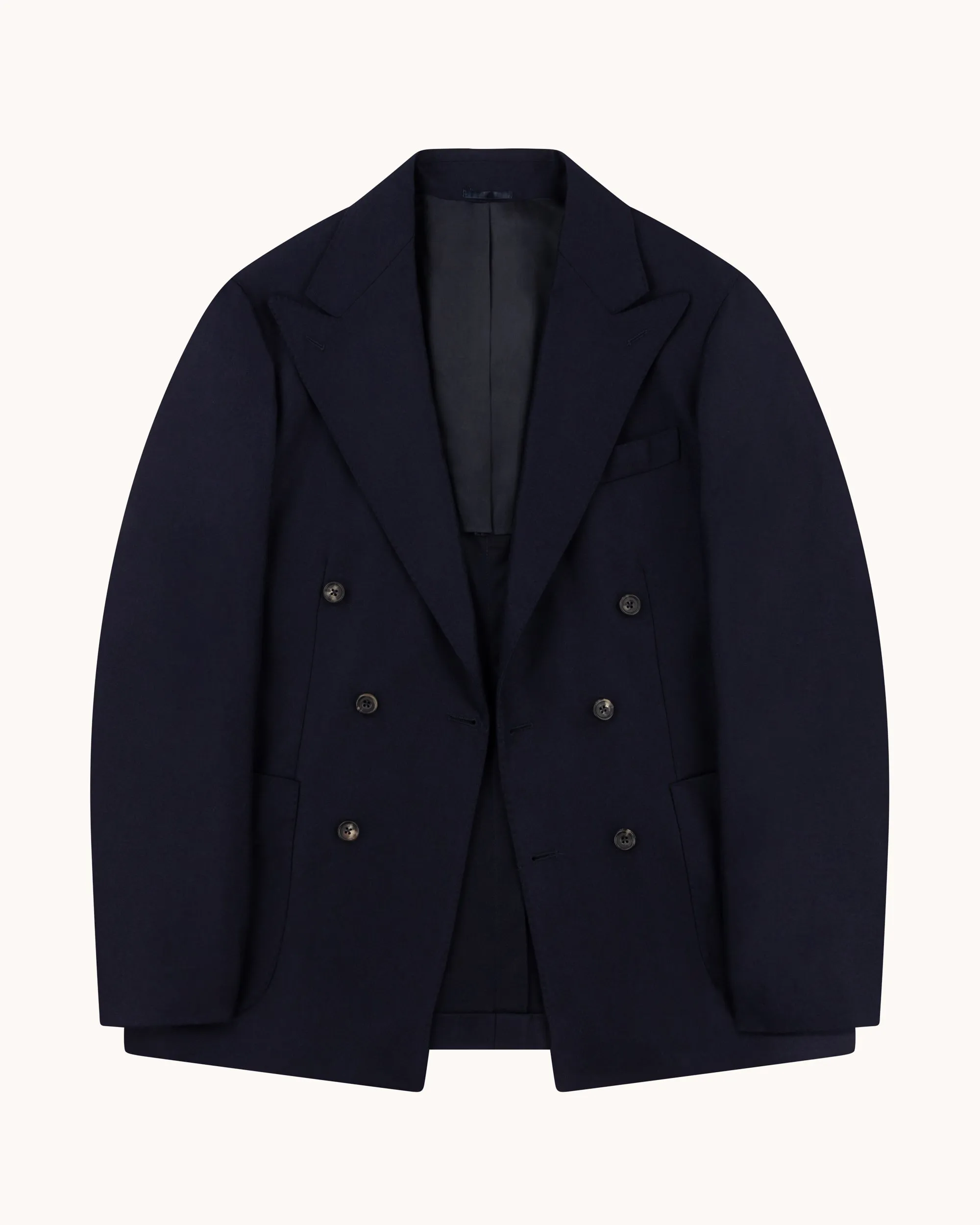 Double Breasted Sport Jacket - Navy Woollen Flannel sold by Natalino