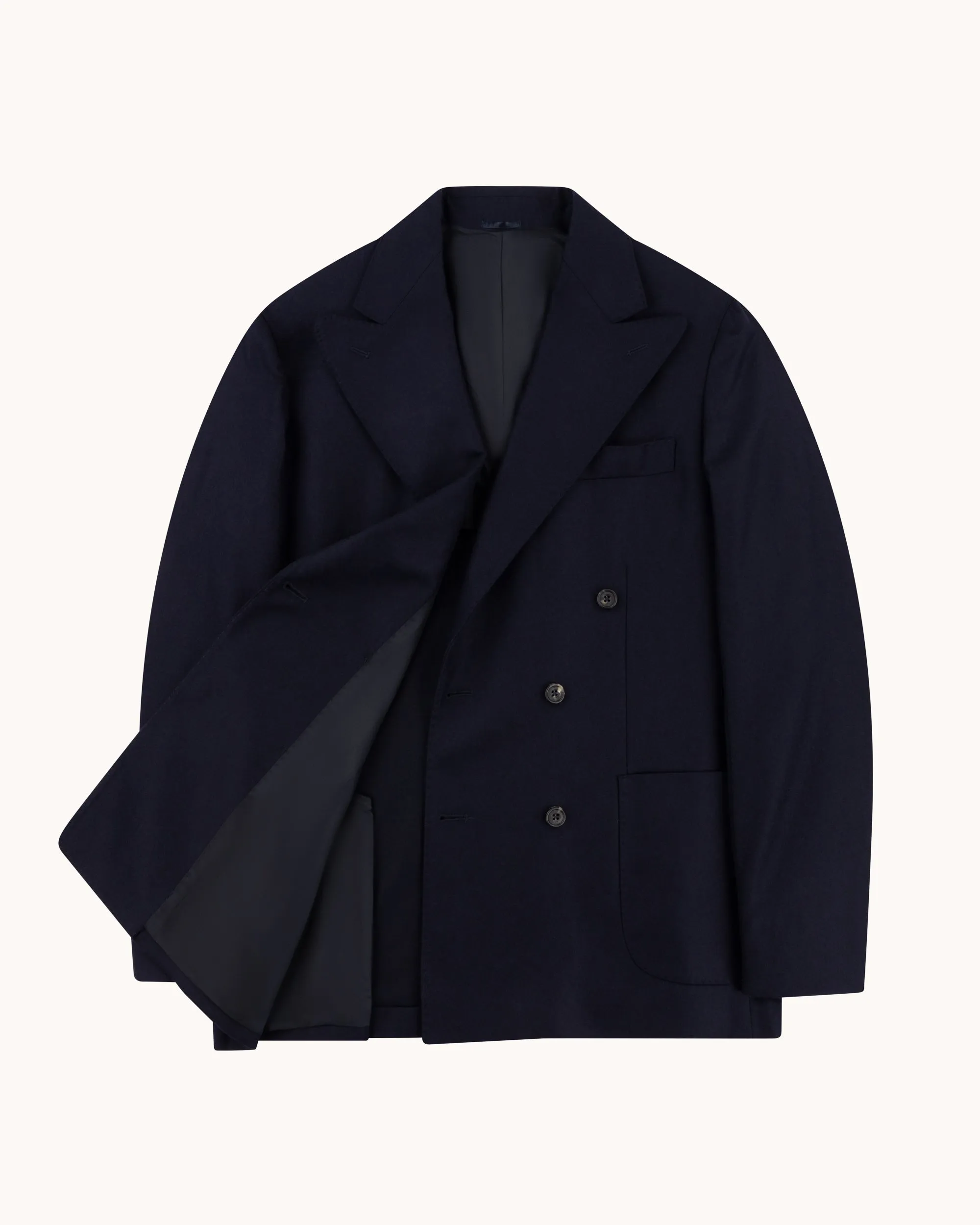 Double Breasted Sport Jacket - Navy Woollen Flannel sold by Natalino product image thumbnail 3