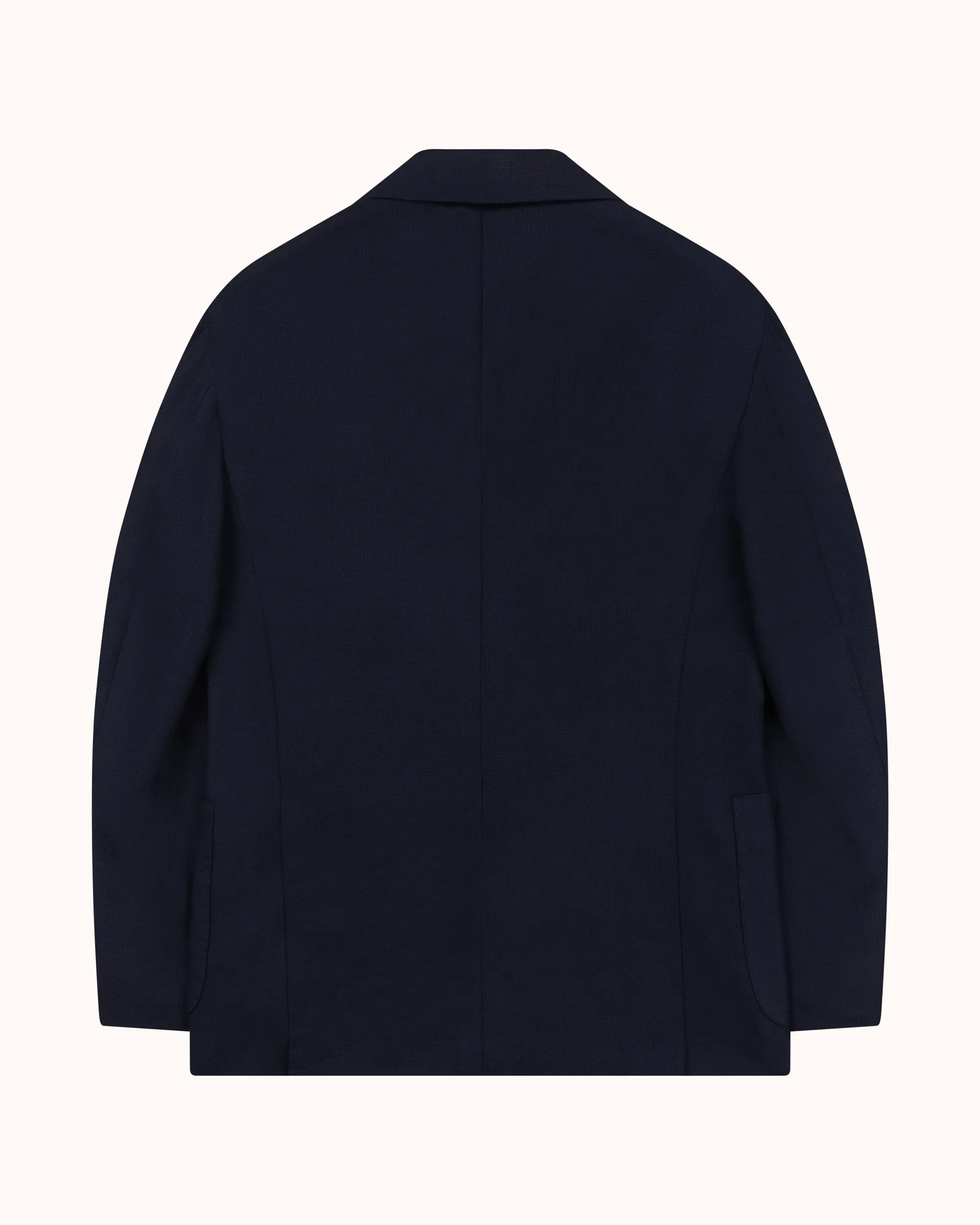 Double Breasted Sport Jacket - Navy Mock Leno Wool Hopsack sold by Natalino product image thumbnail 4