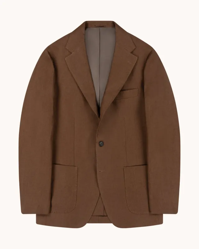 Sport Jacket - Tobacco Brown Linen sold by Natalino