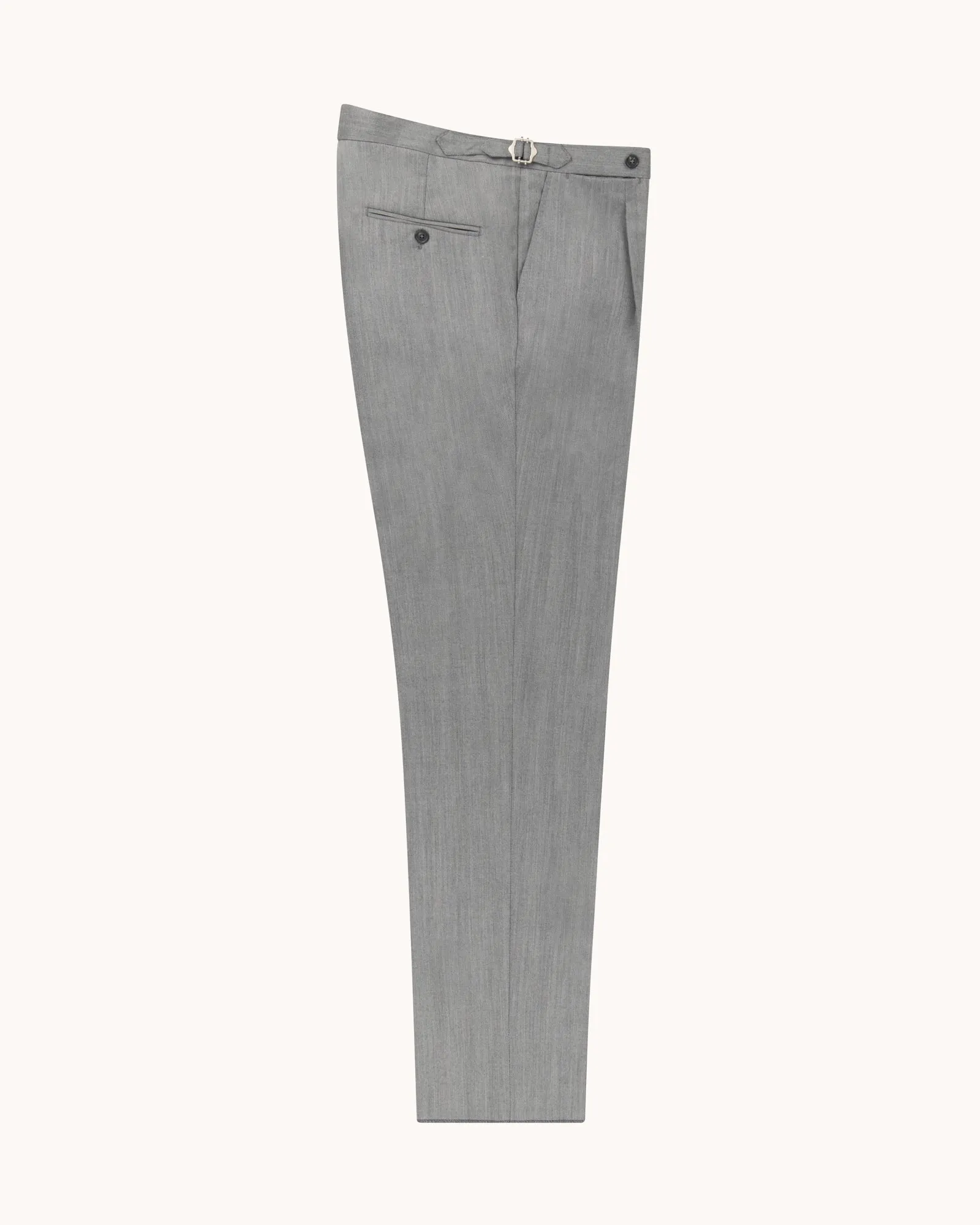 Single Pleat Trouser - Light Grey Herringbone Wool sold by Natalino product image thumbnail 2