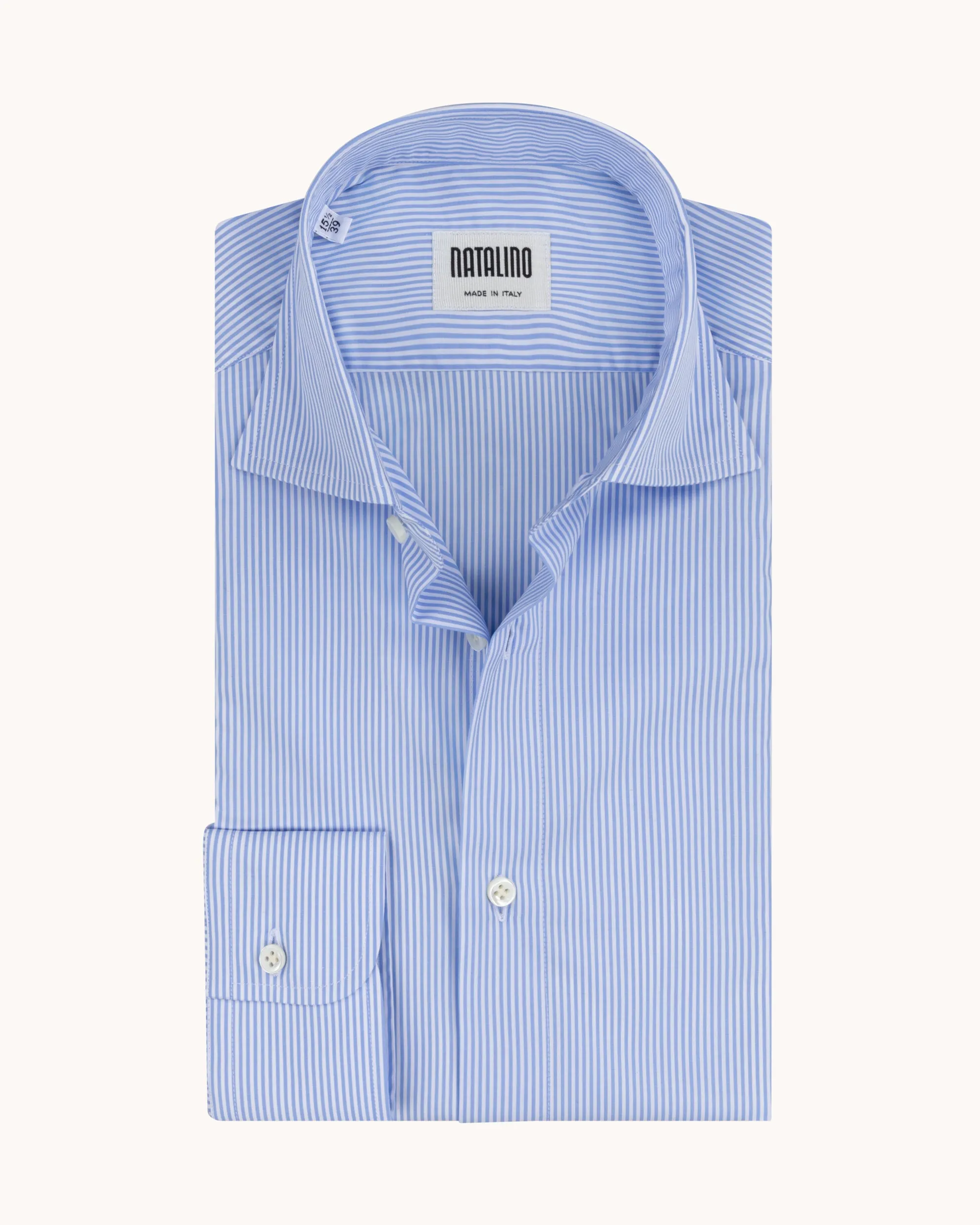 Spread Collar Shirt - Blue Stripe Cotton Poplin sold by Natalino product image thumbnail 2