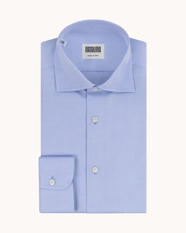 Spread Collar Shirt - Light Blue Cotton Poplin sold by Natalino