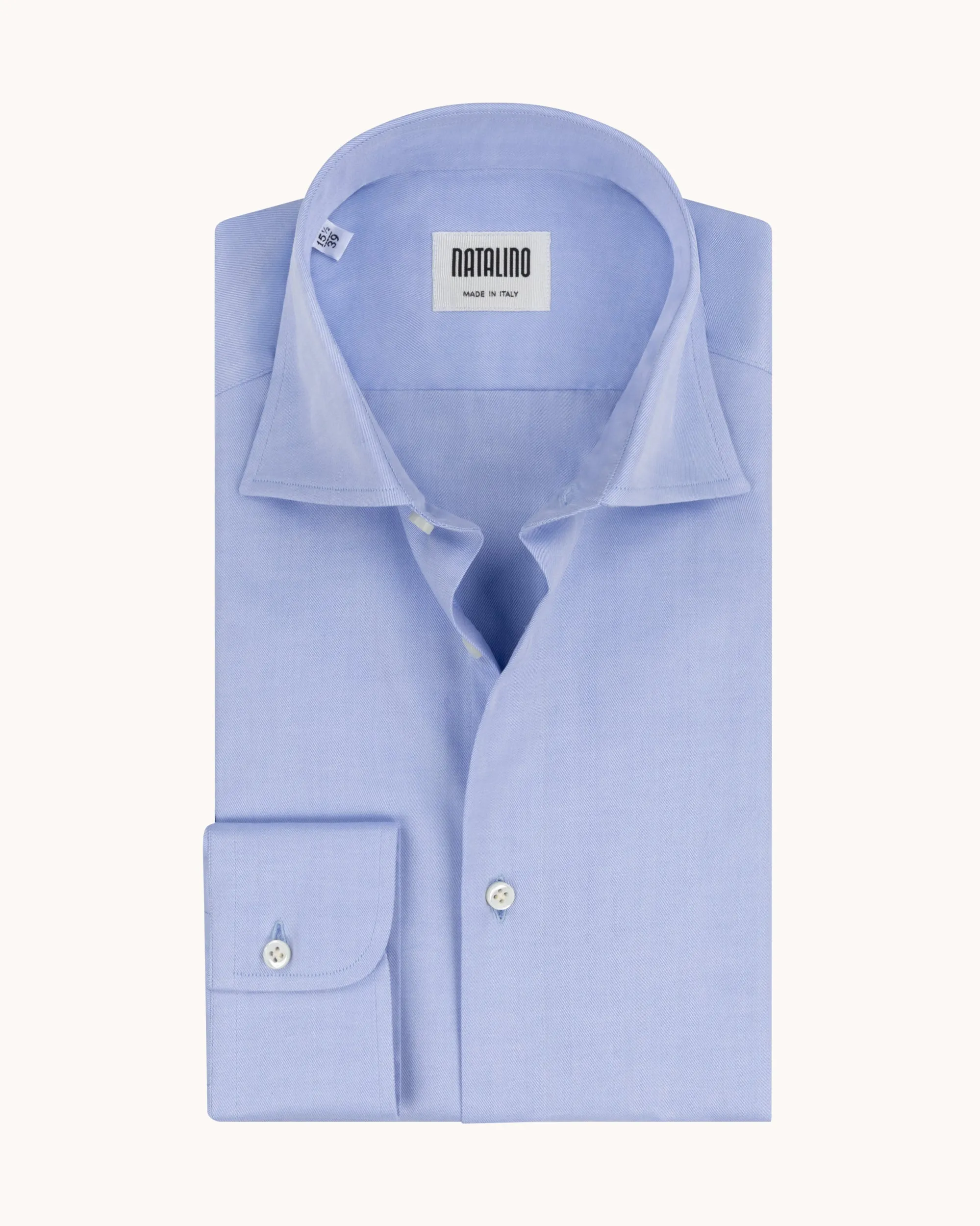 Spread Collar Shirt - Light Blue Cotton Poplin sold by Natalino product image thumbnail 2