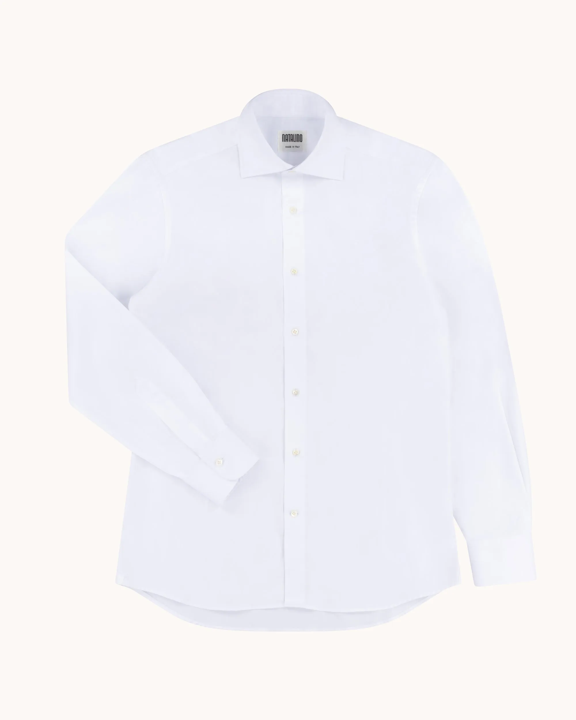 Spread Collar Shirt - White Cotton Poplin sold by Natalino product image thumbnail 3