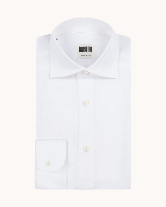 Spread Collar Shirt - White Linen sold by Natalino