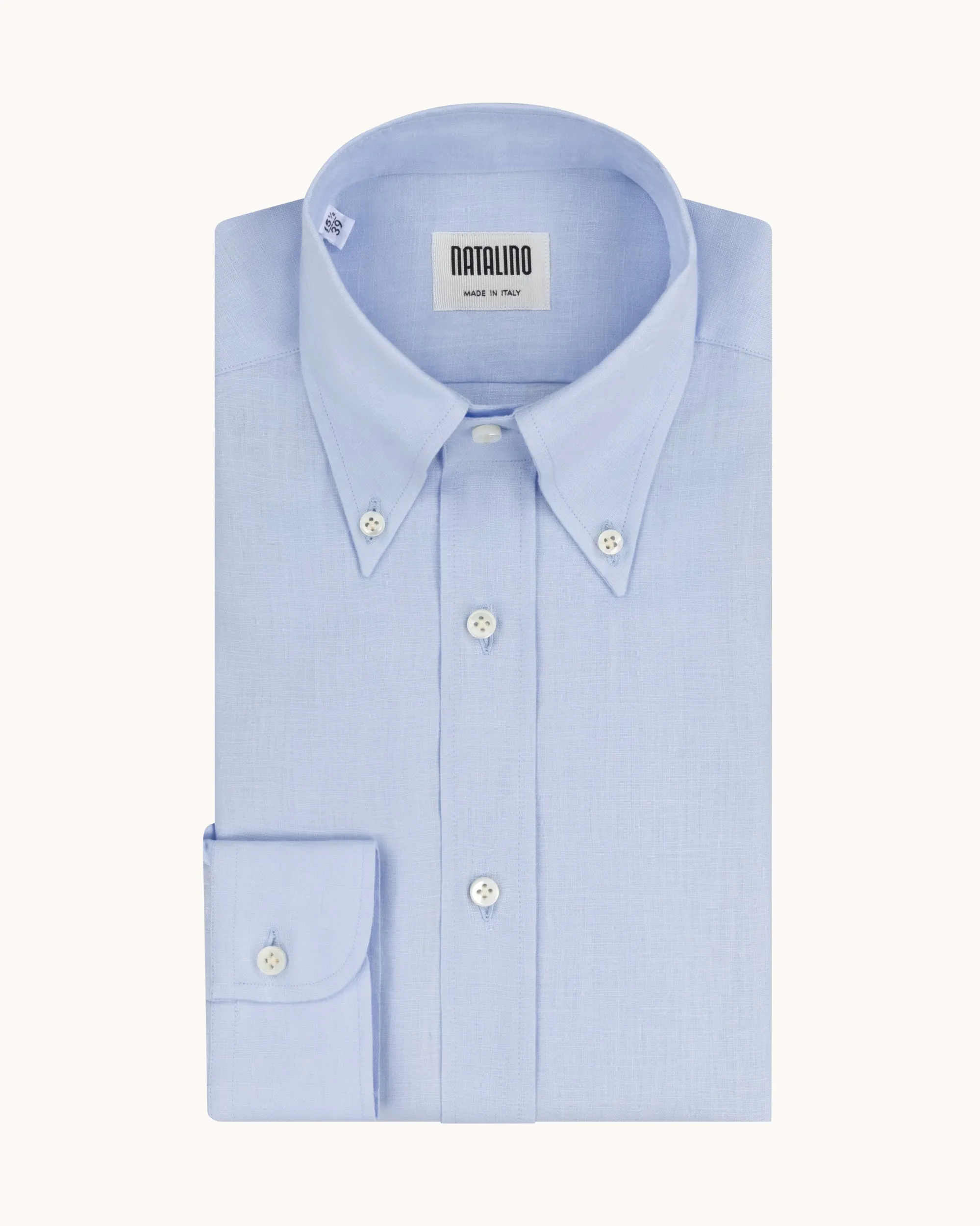 Button Down Collar Shirt - Light Blue Linen sold by Natalino product image thumbnail 2