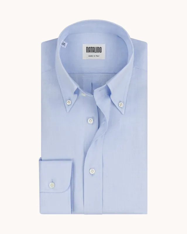 Button Down Collar Shirt - Light Blue Linen sold by Natalino