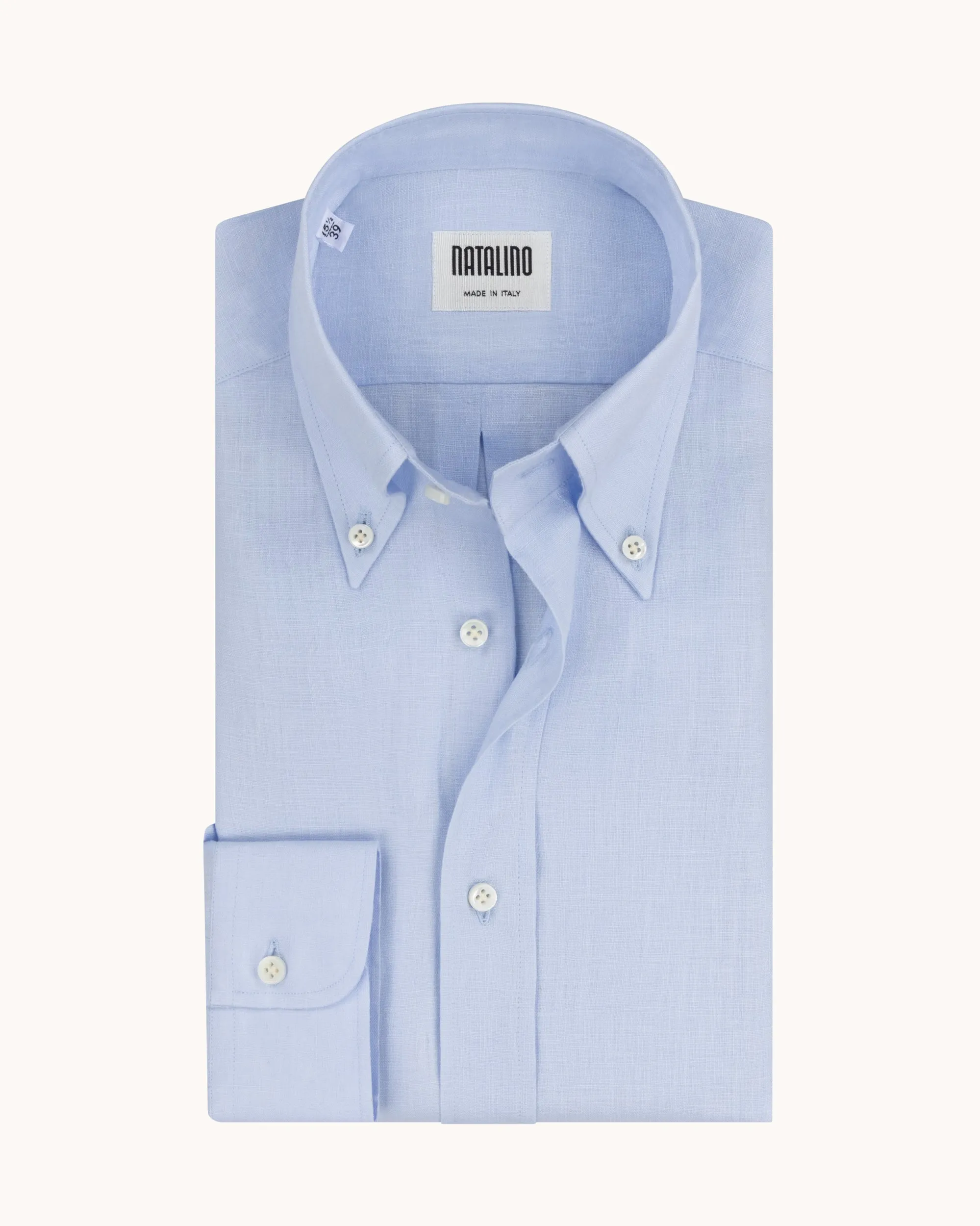 Button Down Collar Shirt - Light Blue Linen sold by Natalino