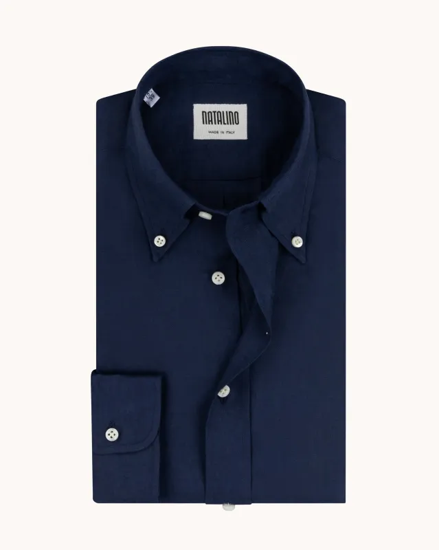 Button Down Collar Shirt - Navy Linen sold by Natalino