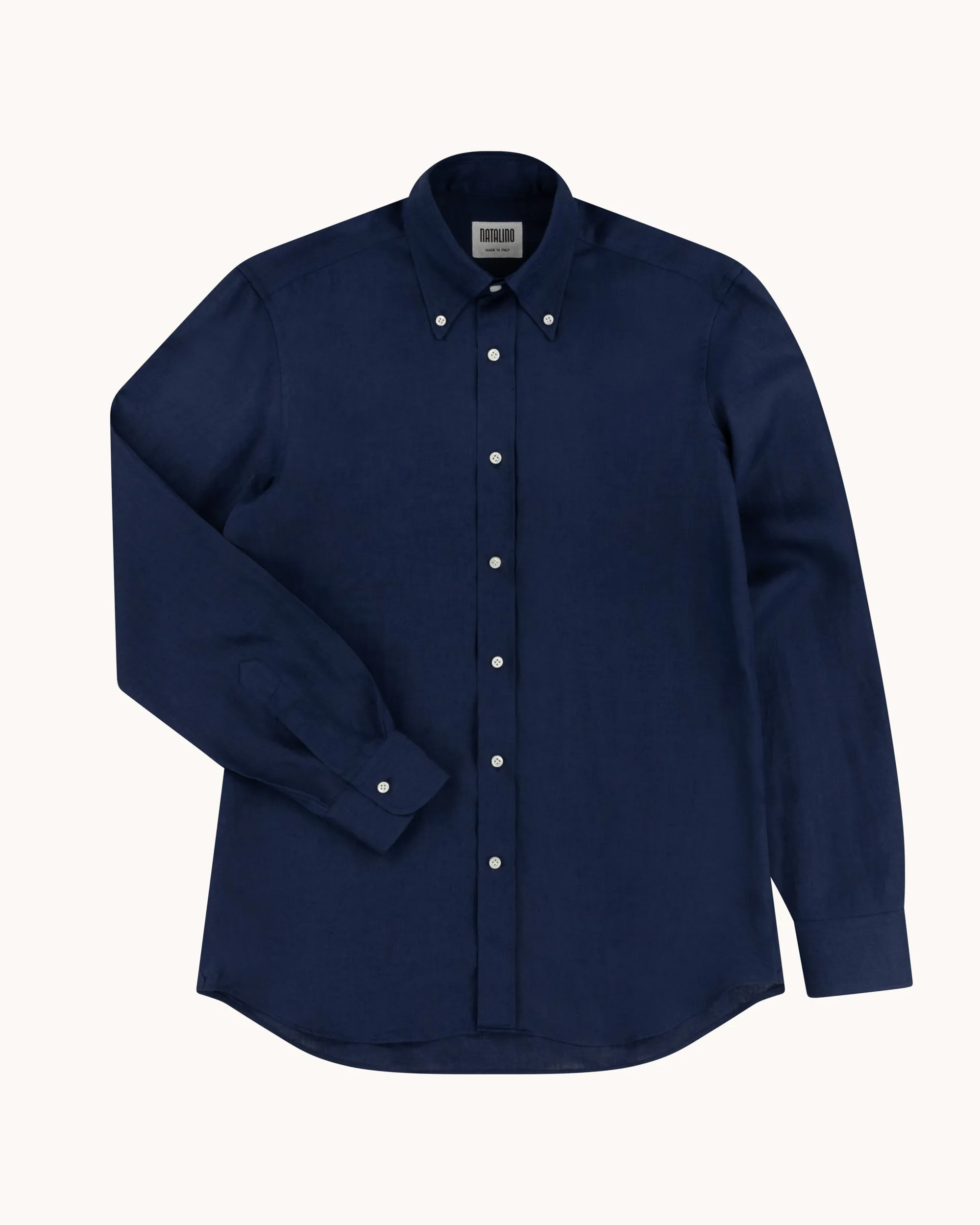 Button Down Collar Shirt - Navy Linen sold by Natalino product image thumbnail 3