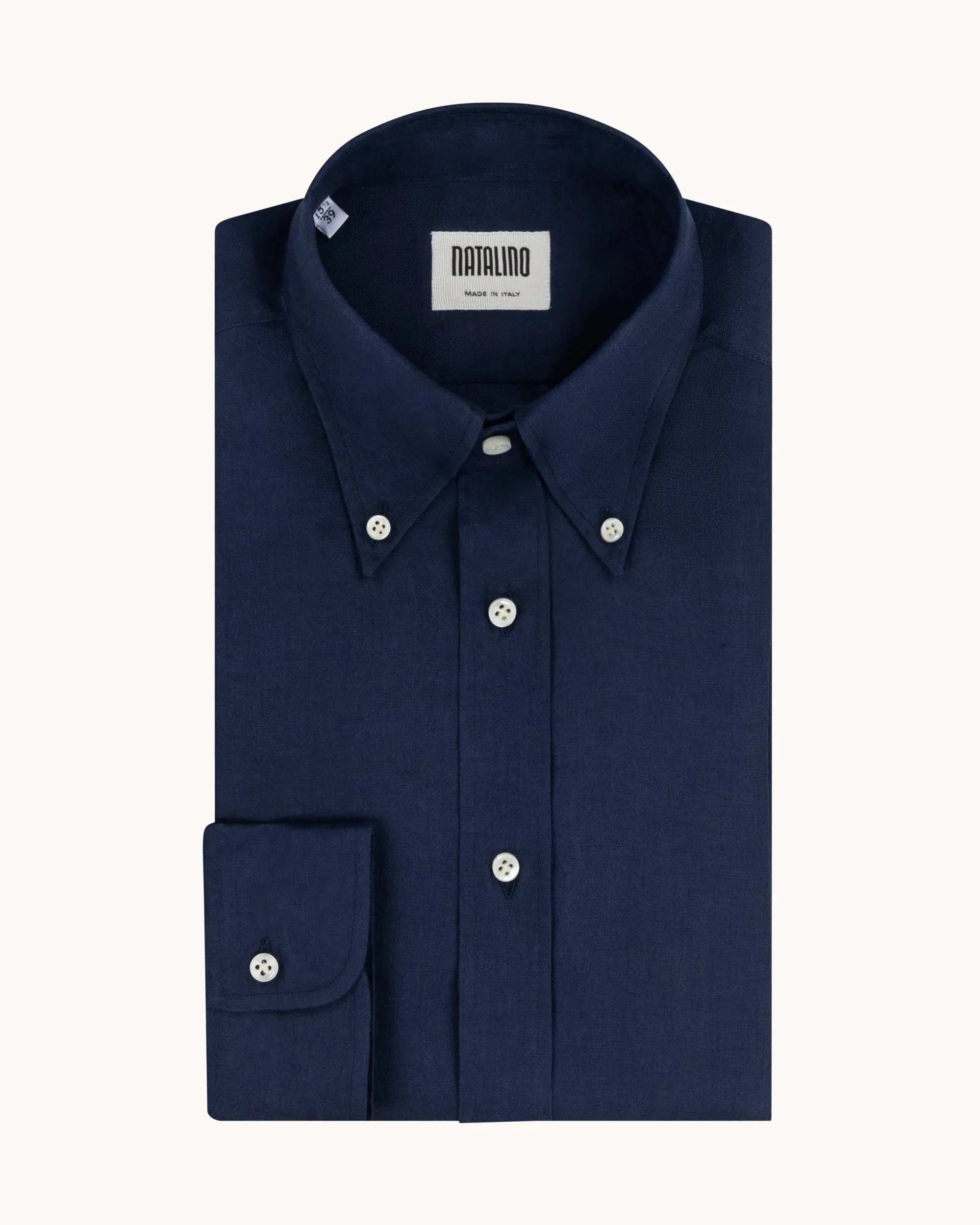 Button Down Collar Shirt - Navy Linen sold by Natalino product image thumbnail 2