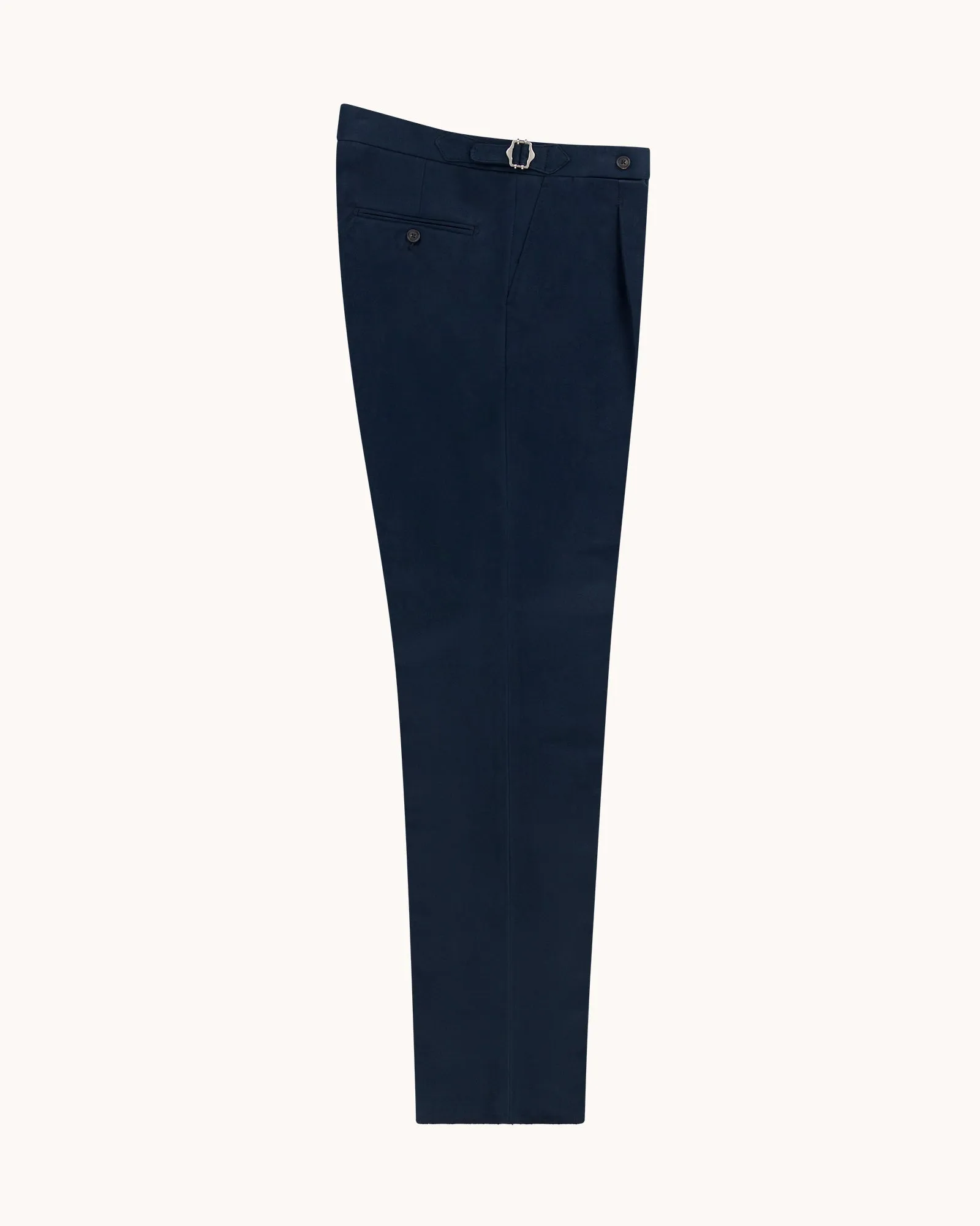 Classic Pleated Trouser - Navy Brushed Cotton sold by Natalino product image thumbnail 2