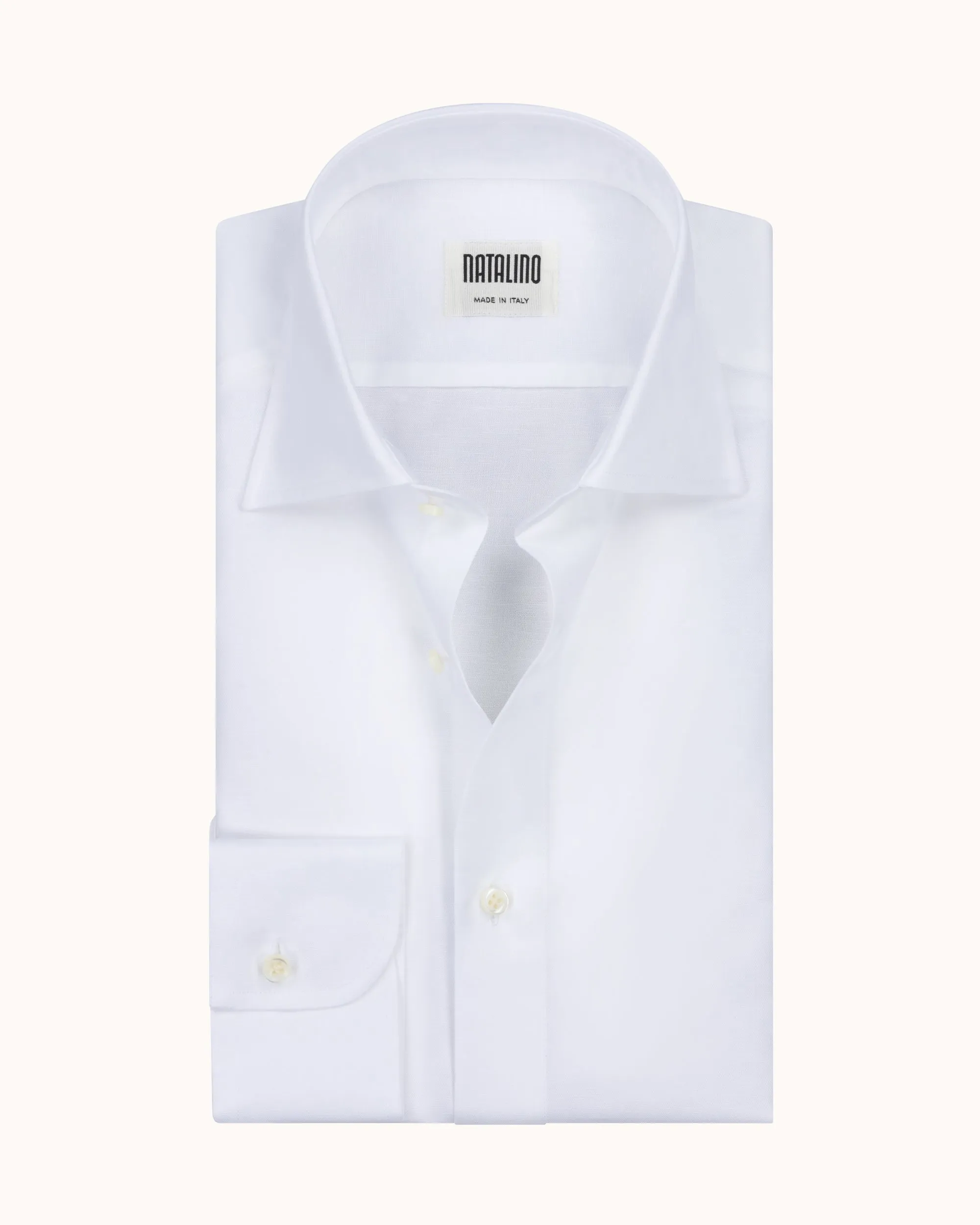 Spread Collar Shirt - White Cotton Linen sold by Natalino product image thumbnail 2