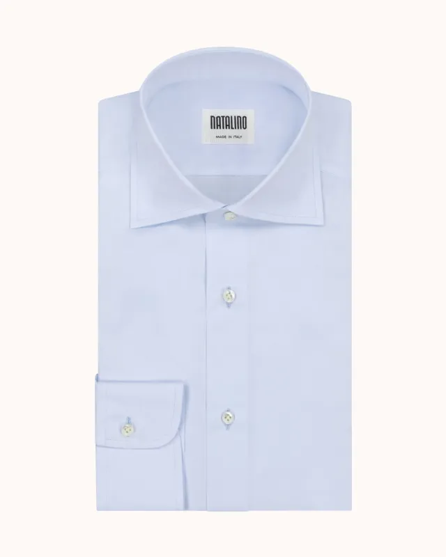 Spread Collar Shirt - Ice Blue Cotton Poplin sold by Natalino