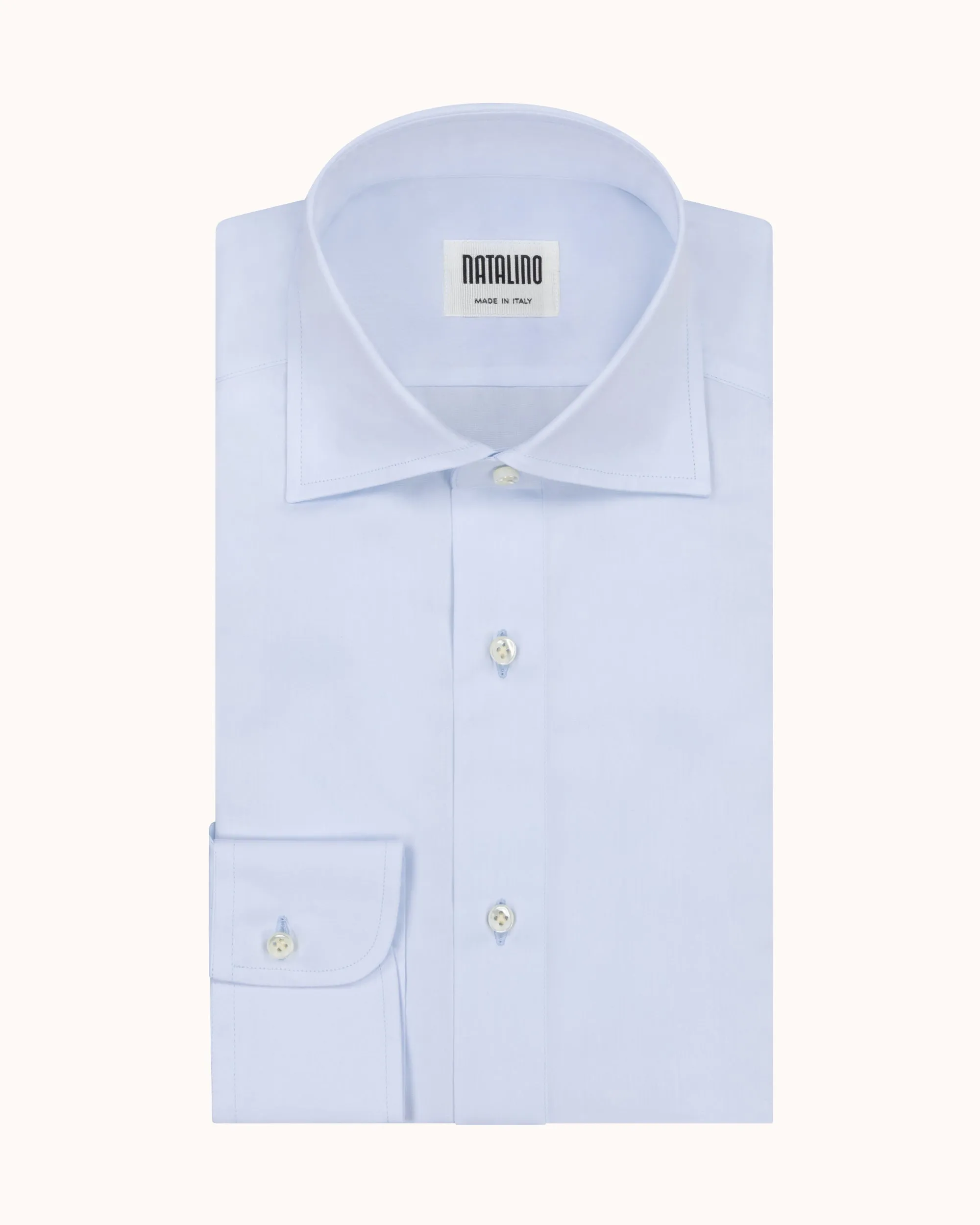 Spread Collar Shirt - Ice Blue Cotton Poplin sold by Natalino