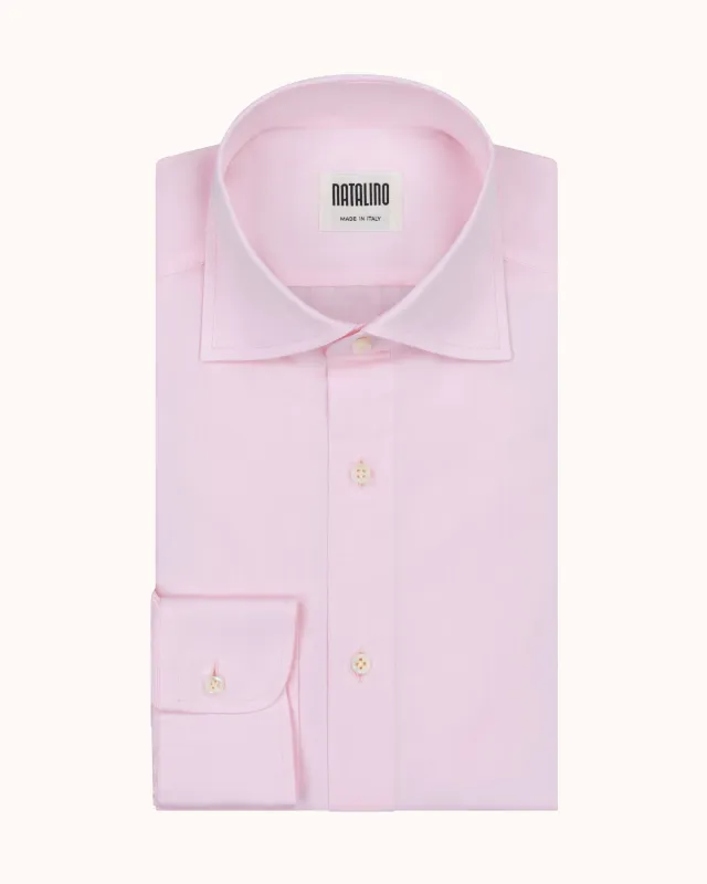 Spread Collar Shirt - Pink Cotton Poplin sold by Natalino