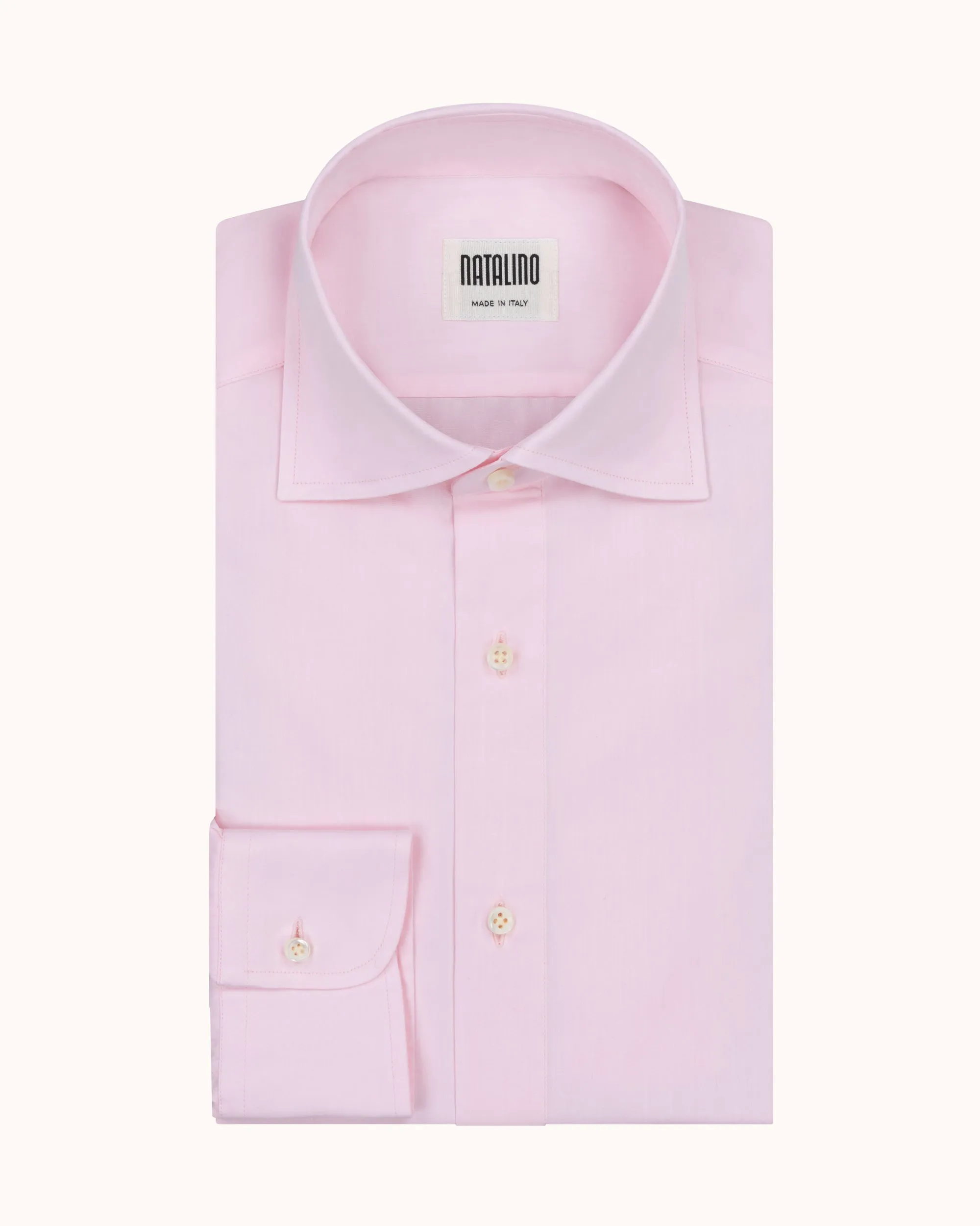 Spread Collar Shirt - Pink Cotton Poplin sold by Natalino