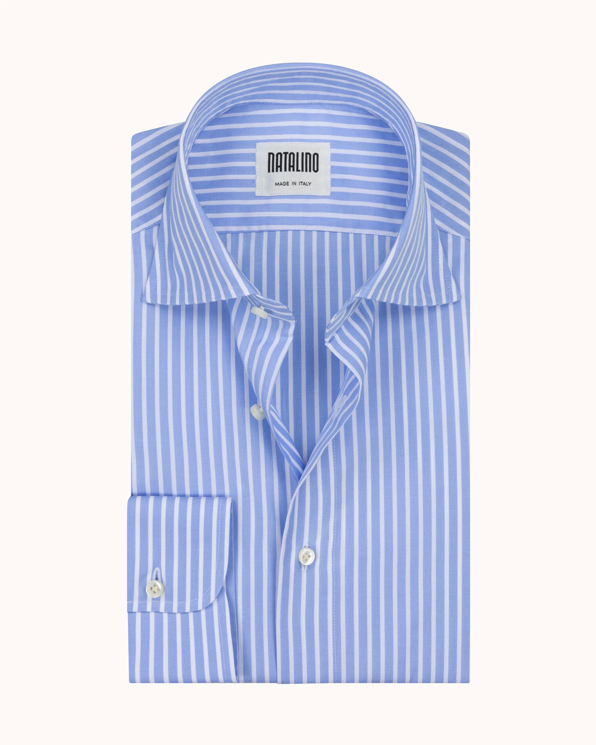 Spread Collar Shirt - Blue Bengal Stripe Cotton Poplin sold by Natalino product image thumbnail 2