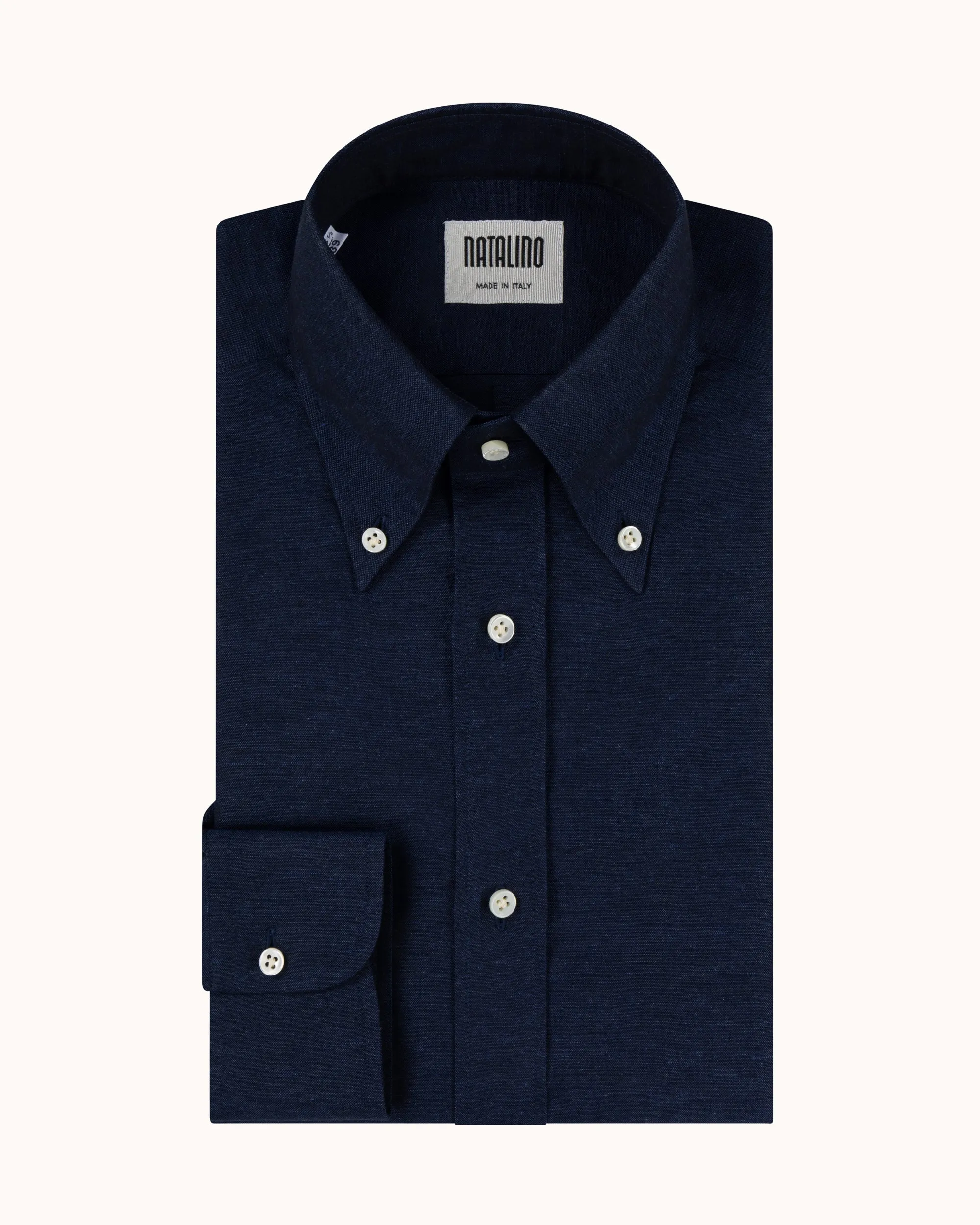 Button Down Collar Shirt - Indigo Cotton Linen sold by Natalino product image thumbnail 5