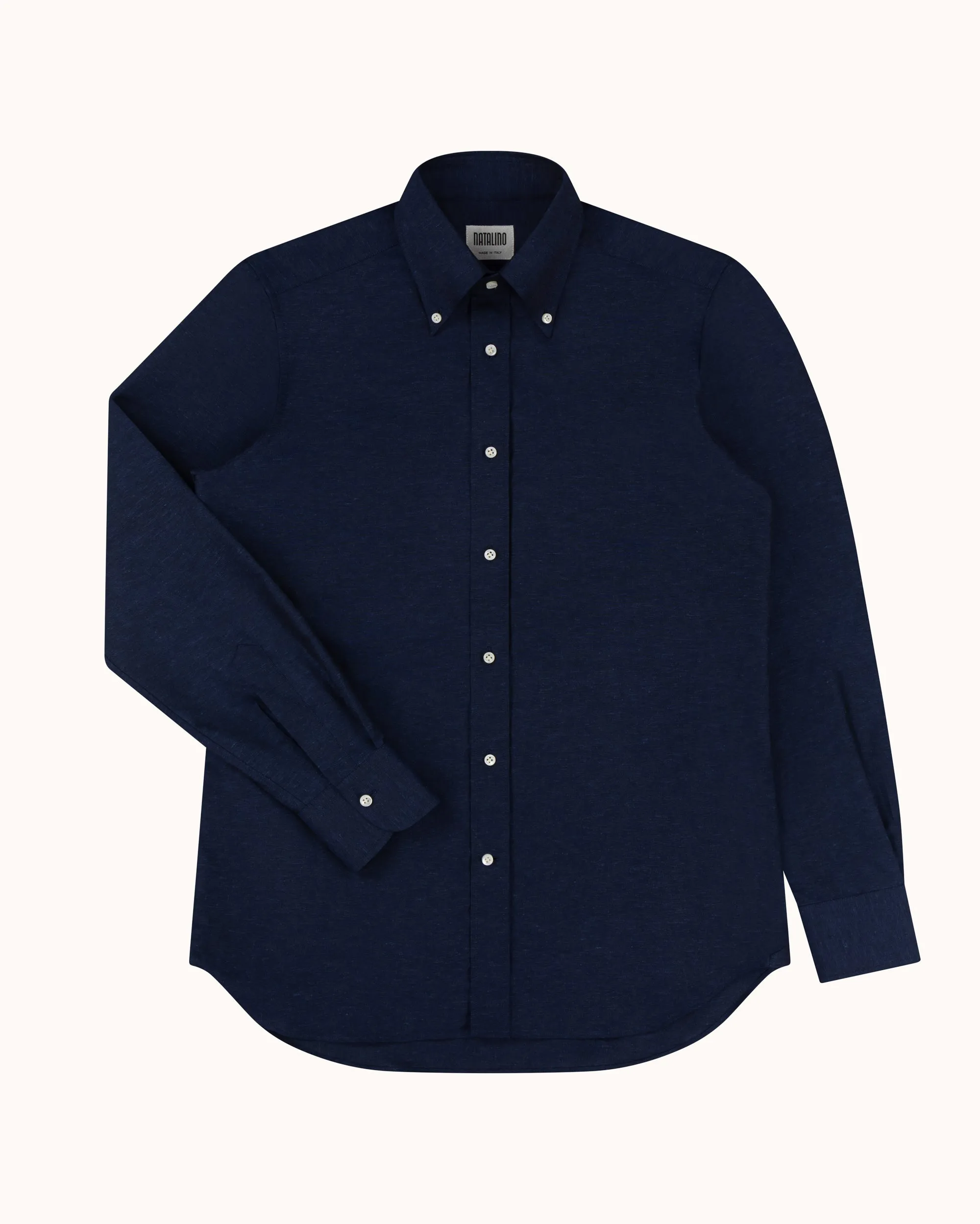 Button Down Collar Shirt - Indigo Cotton Linen sold by Natalino product image thumbnail 2