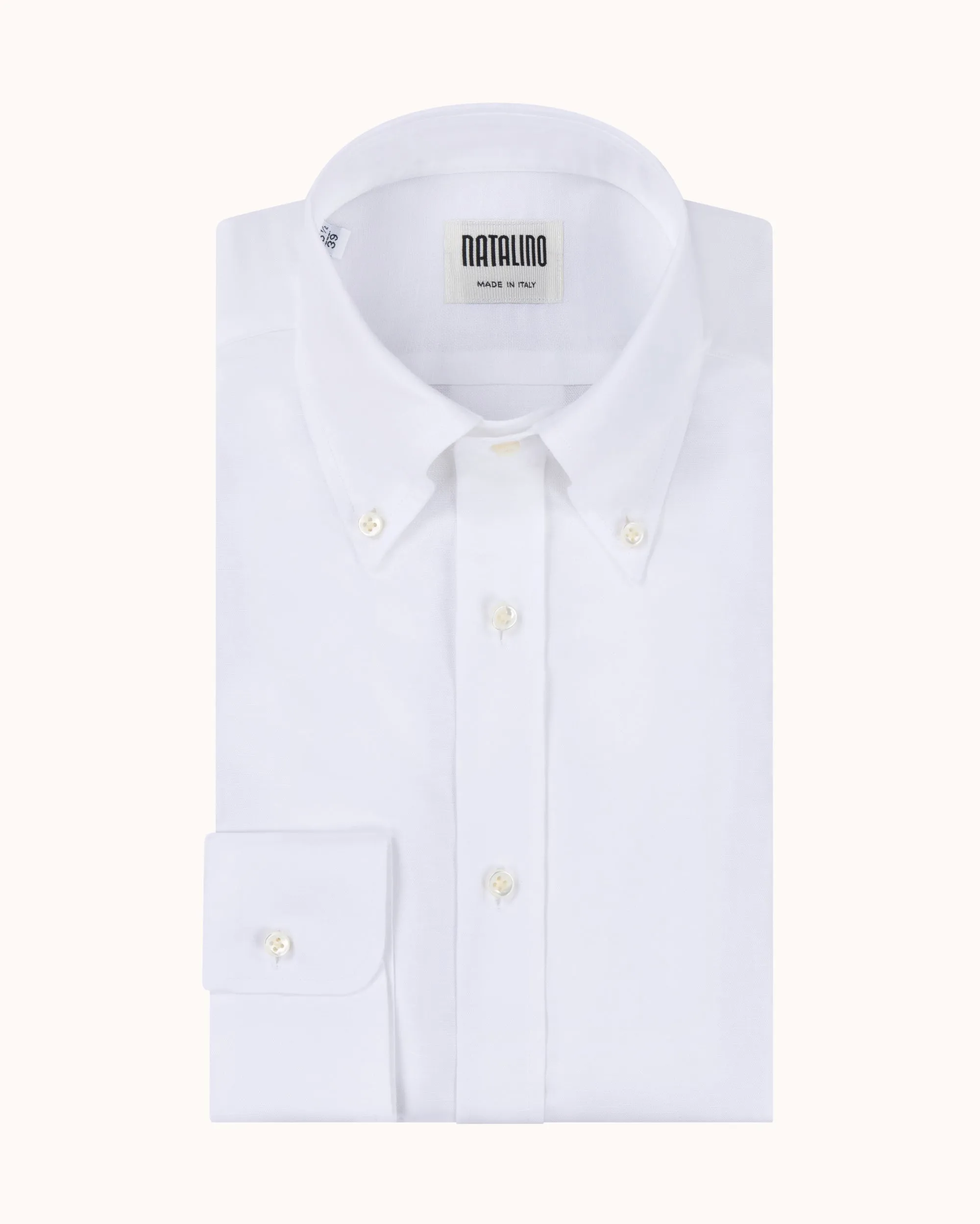 Button Down Collar Shirt - White Cotton Linen sold by Natalino