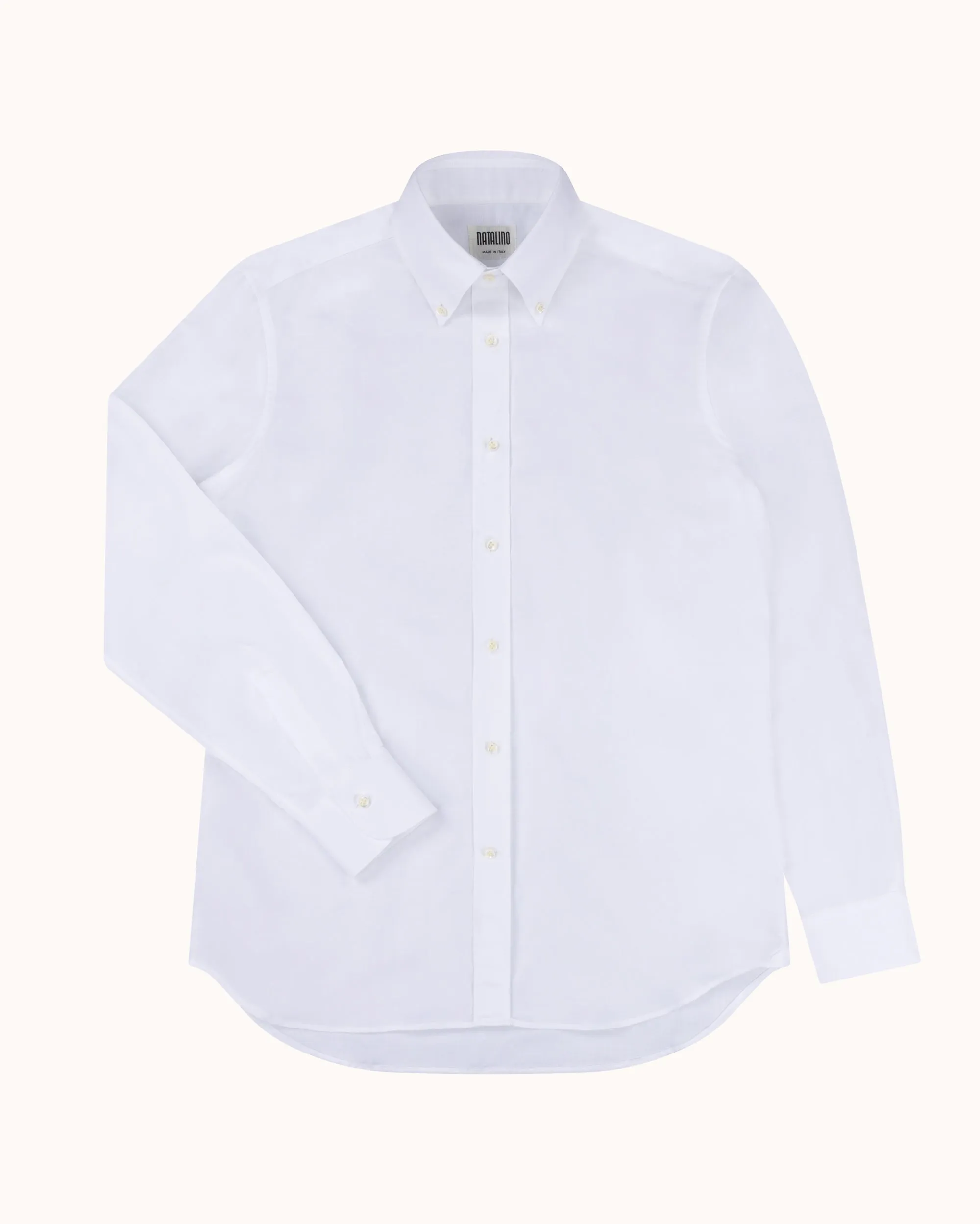 Button Down Collar Shirt - White Cotton Linen sold by Natalino product image thumbnail 3