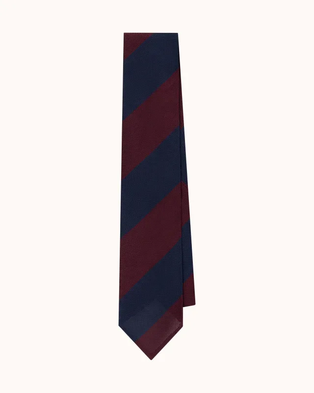 Shibumi Firenze - Block Stripe Wool/Silk Grenadine Tie - Navy / Burgundy made by Natalino