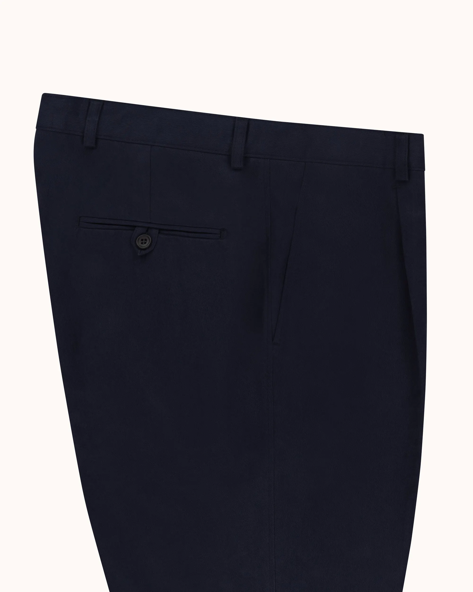 Casual Relaxed Pleated Trouser - Navy Brushed Cotton sold by Natalino product image thumbnail 4