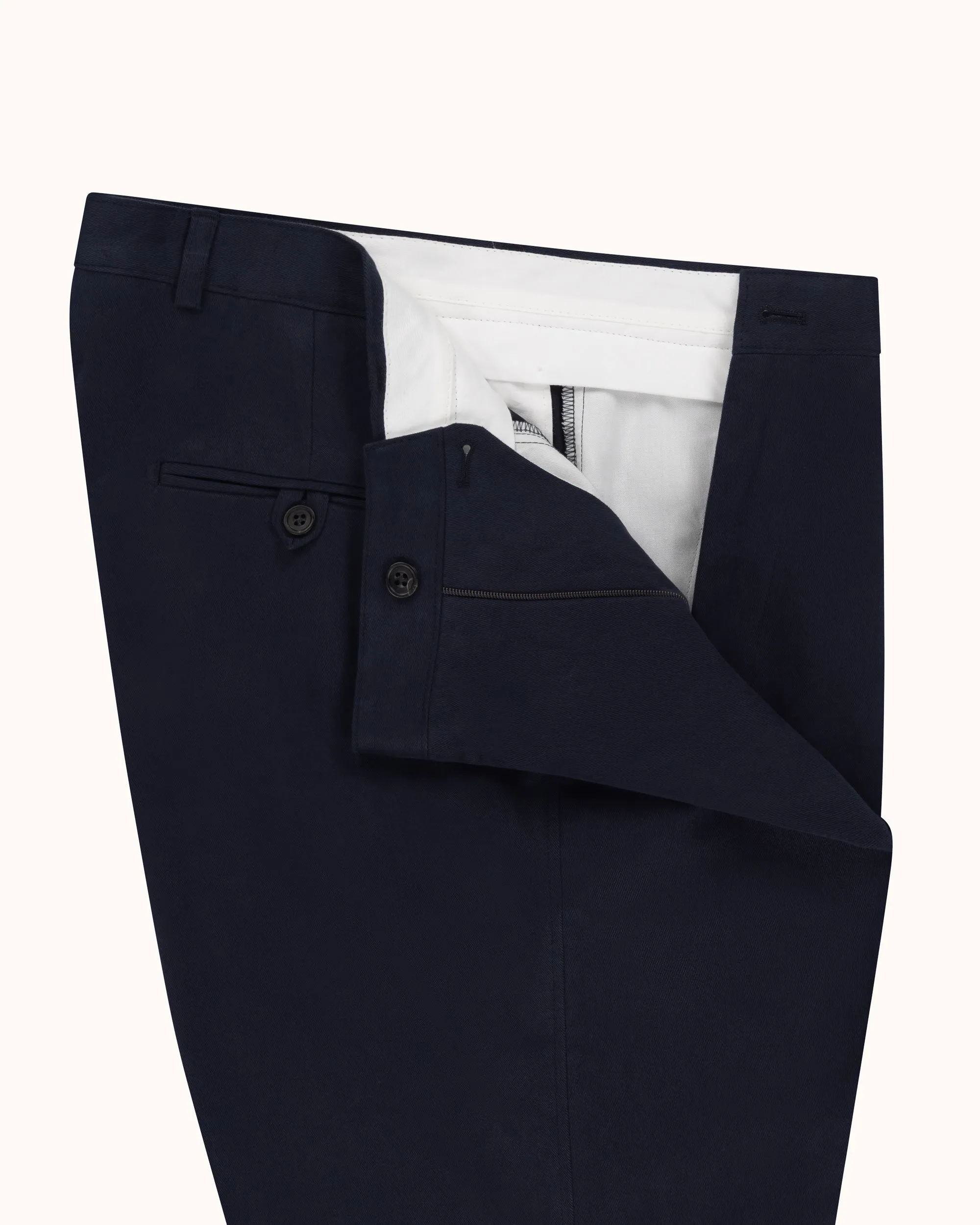 Casual Relaxed Pleated Trouser - Navy Brushed Cotton sold by Natalino product image thumbnail 5