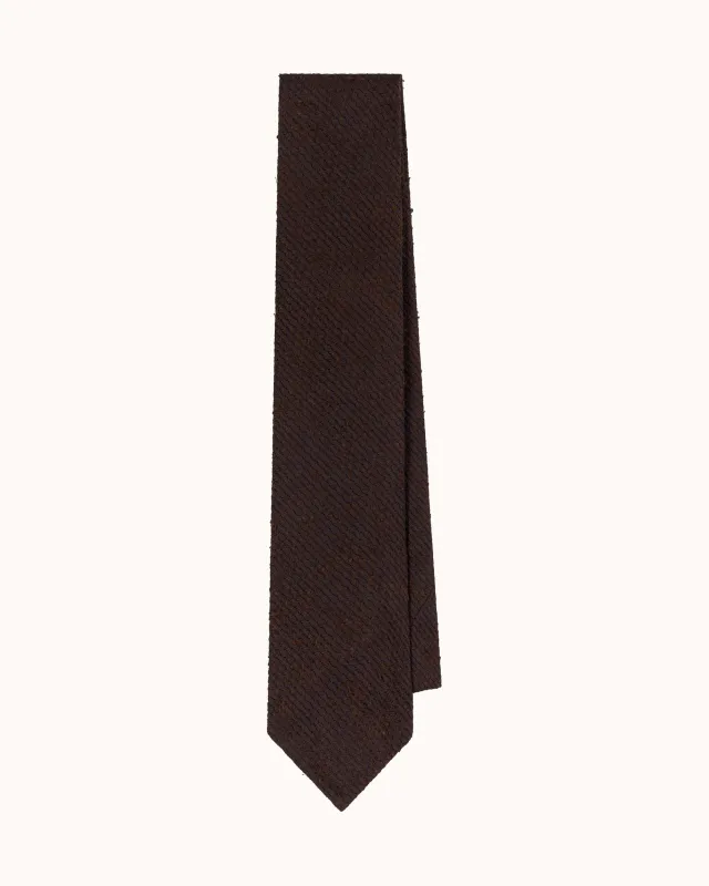 Shibumi Firenze - Plain Shantung Grossa Grenadine Silk Tie - Brown made by Natalino