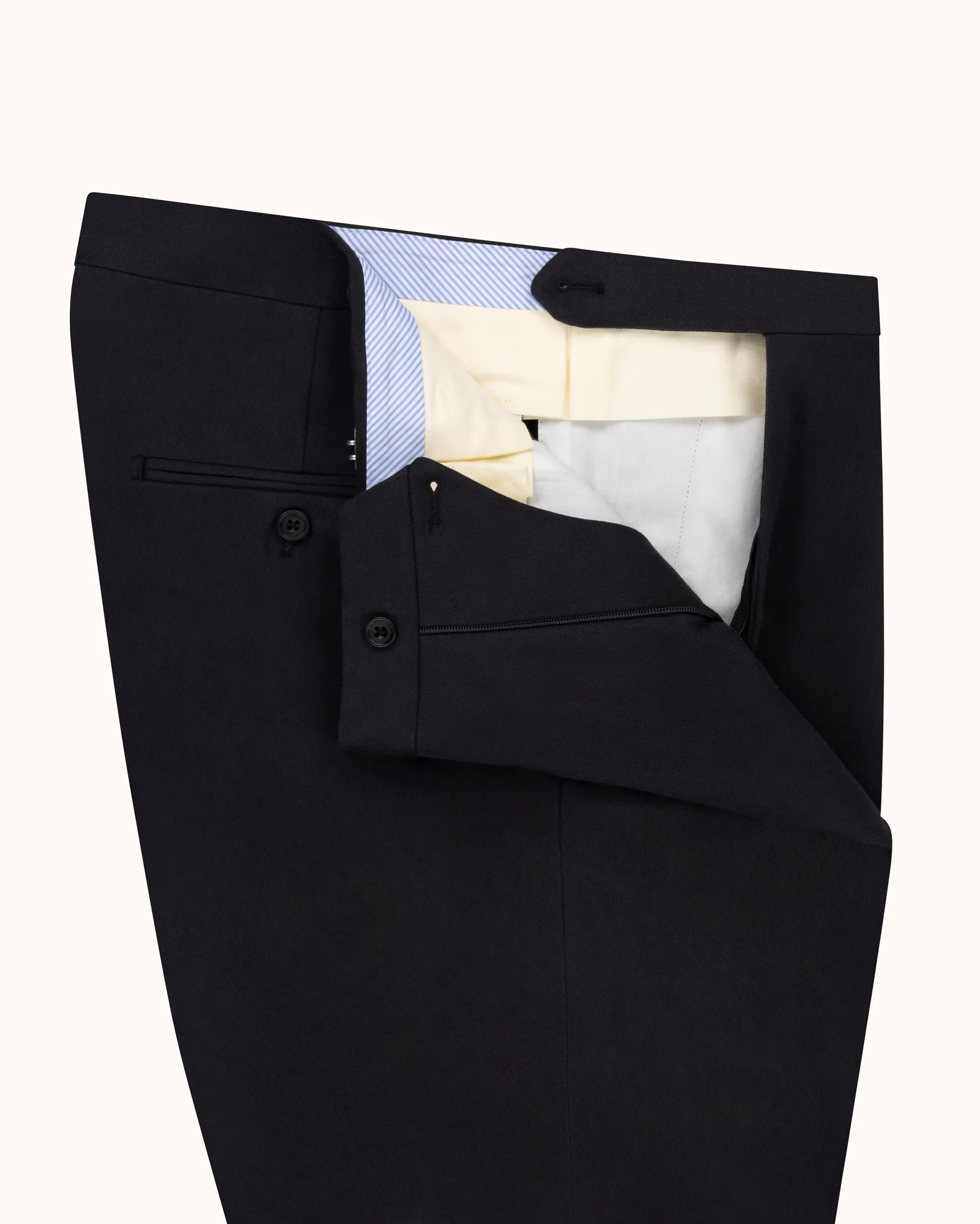 Classic Pleated Trouser - Black Brushed Cotton sold by Natalino product image thumbnail 3