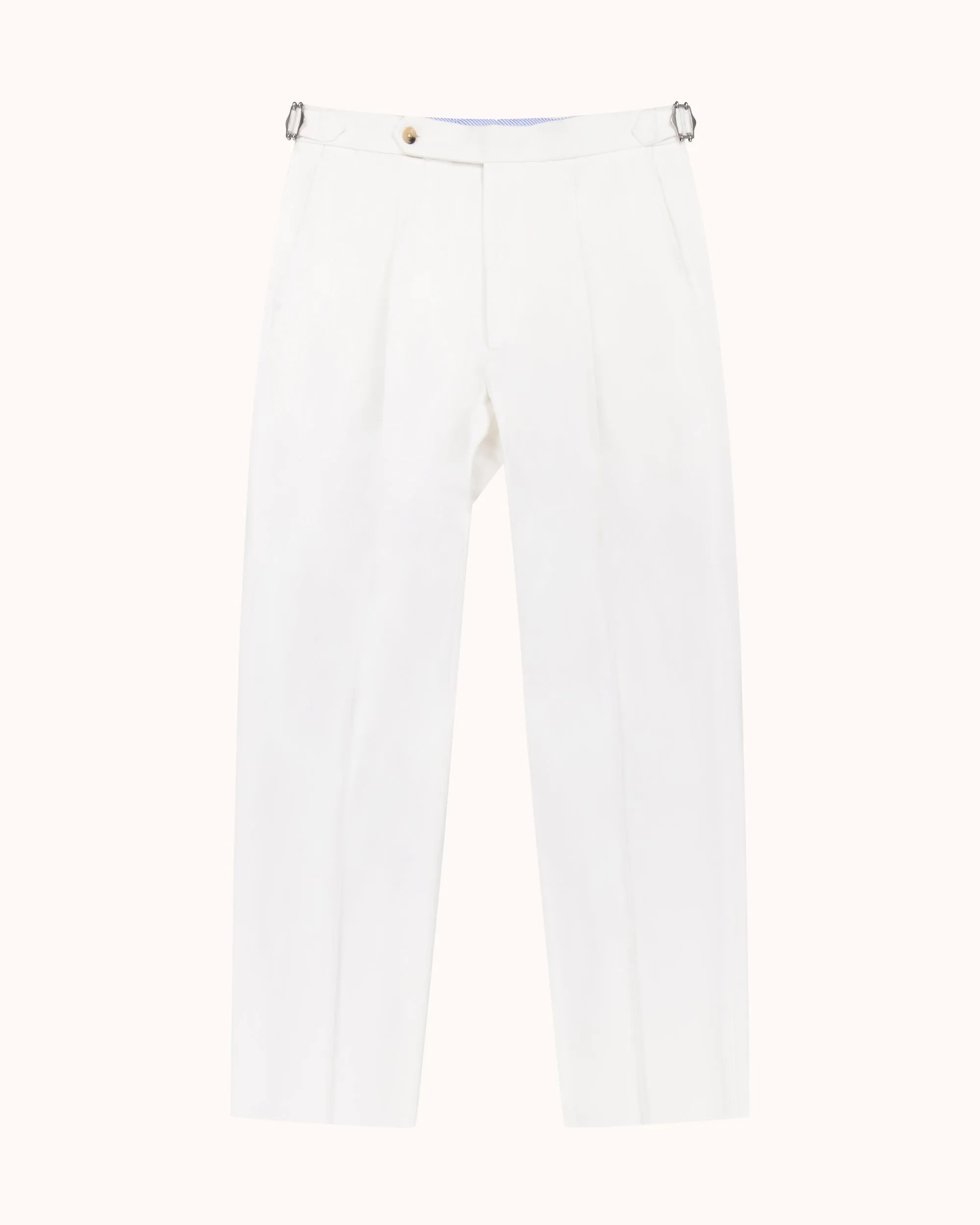 Classic Pleated Trouser - White Brushed Cotton sold by Natalino product image thumbnail 4