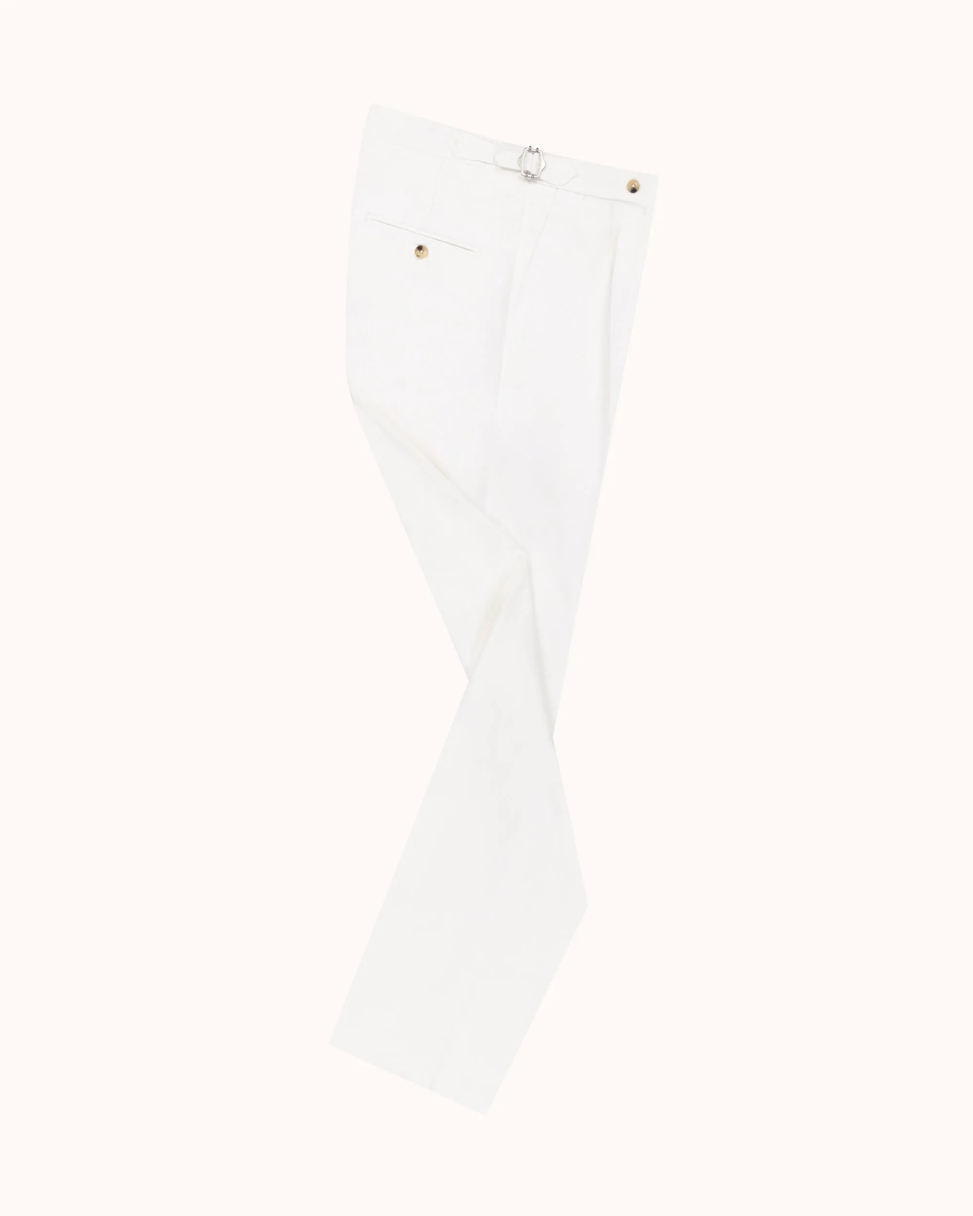 Classic Pleated Trouser - White Brushed Cotton sold by Natalino