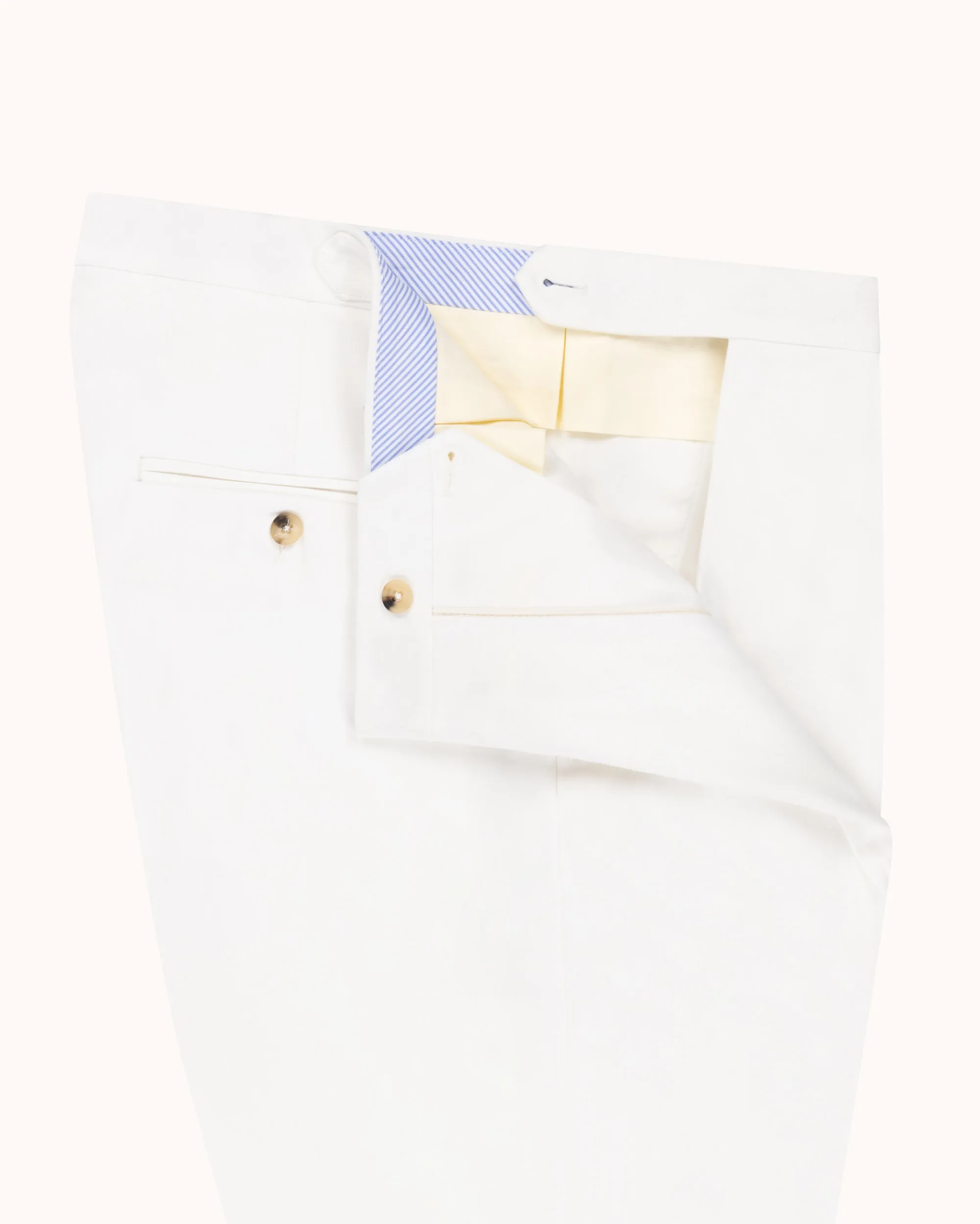 Classic Pleated Trouser - White Brushed Cotton sold by Natalino product image thumbnail 3