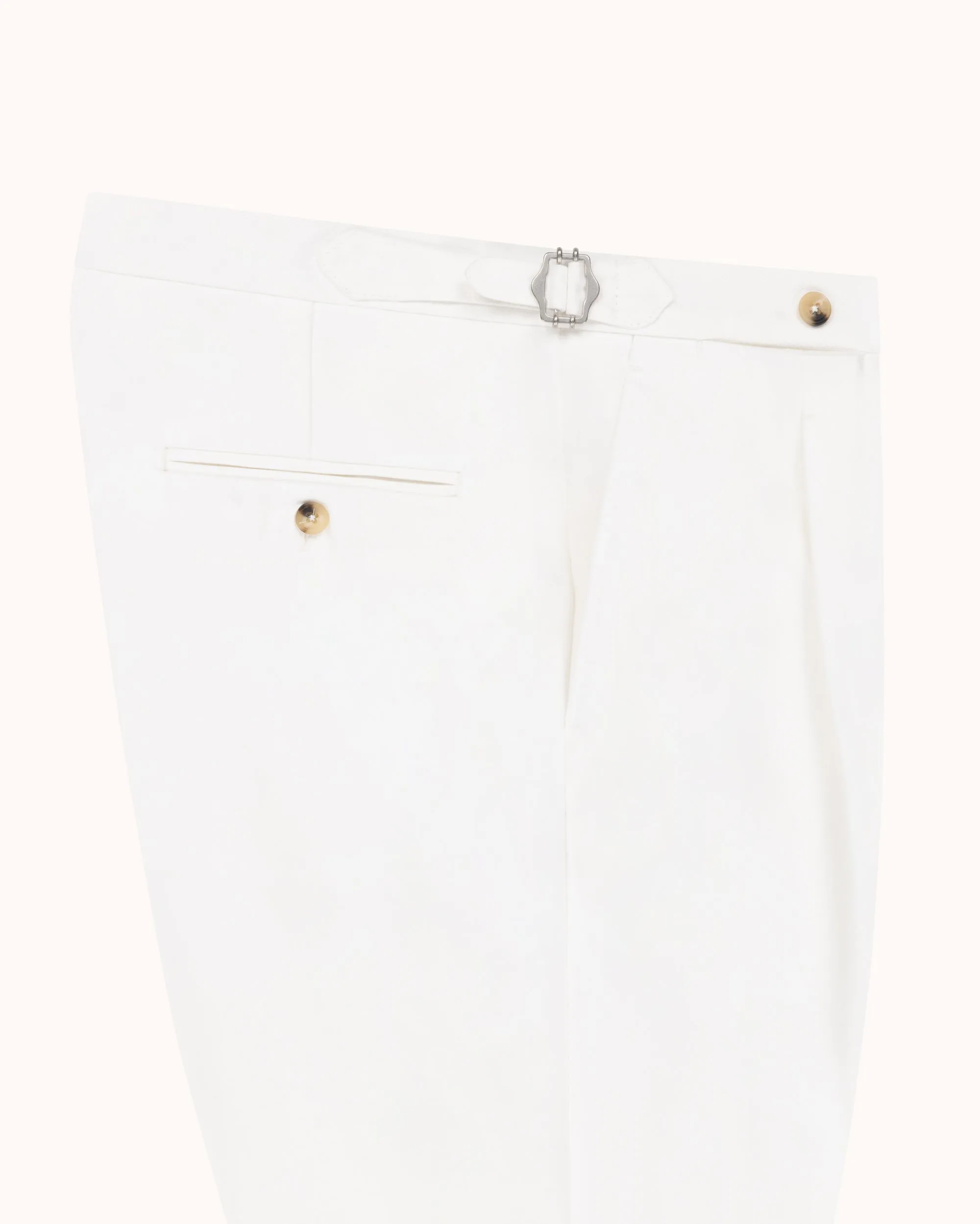 Classic Pleated Trouser - White Brushed Cotton sold by Natalino product image thumbnail 2