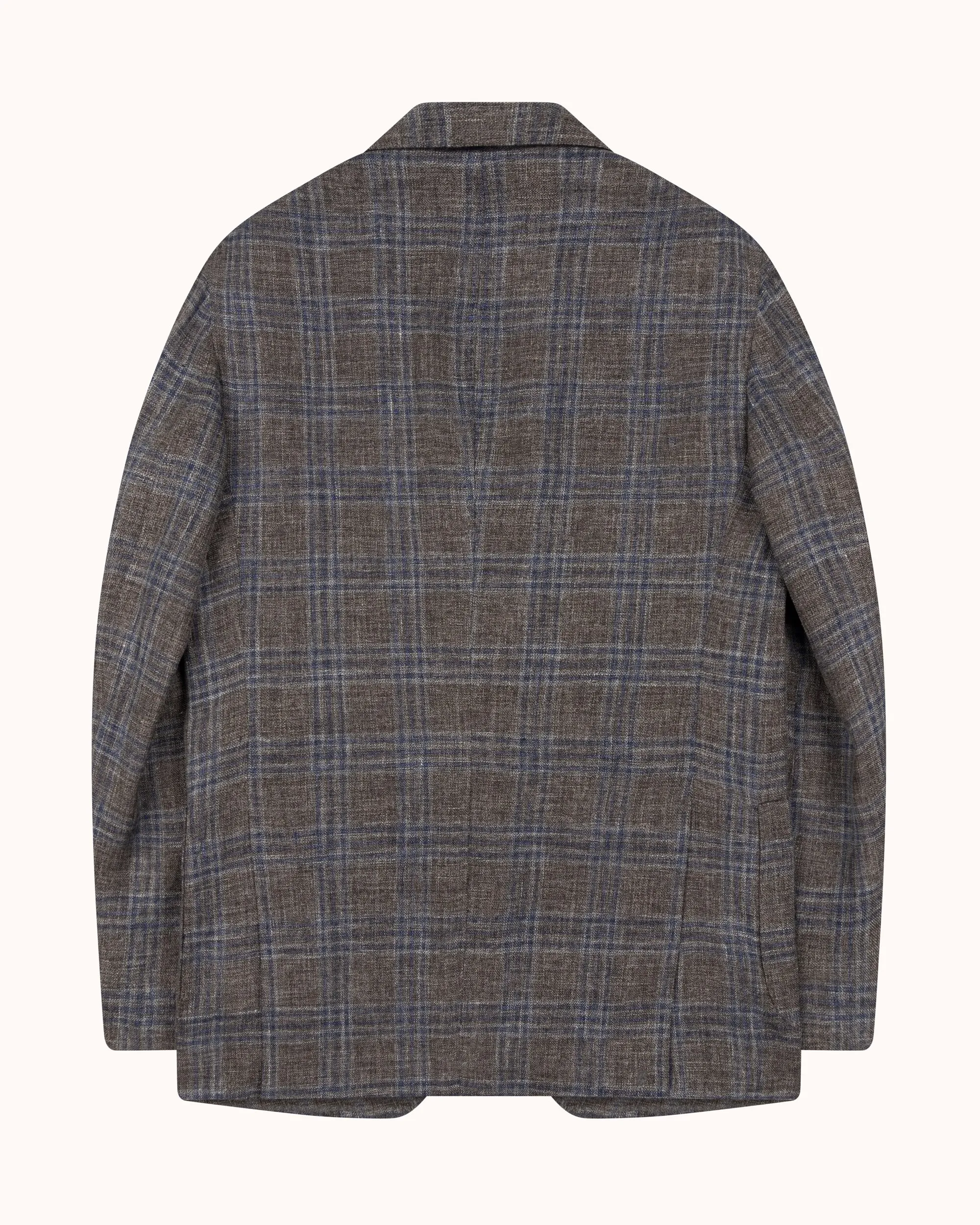 Sport Jacket - Brown Blue Check Linen Cotton sold by Natalino product image thumbnail 4