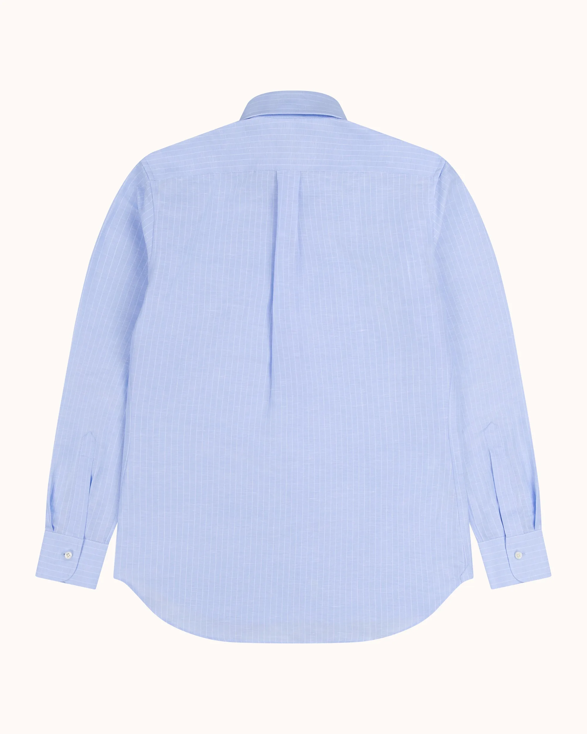 Button Down Collar Shirt - Blue Pinstripe Cotton Linen sold by Natalino product image thumbnail 4