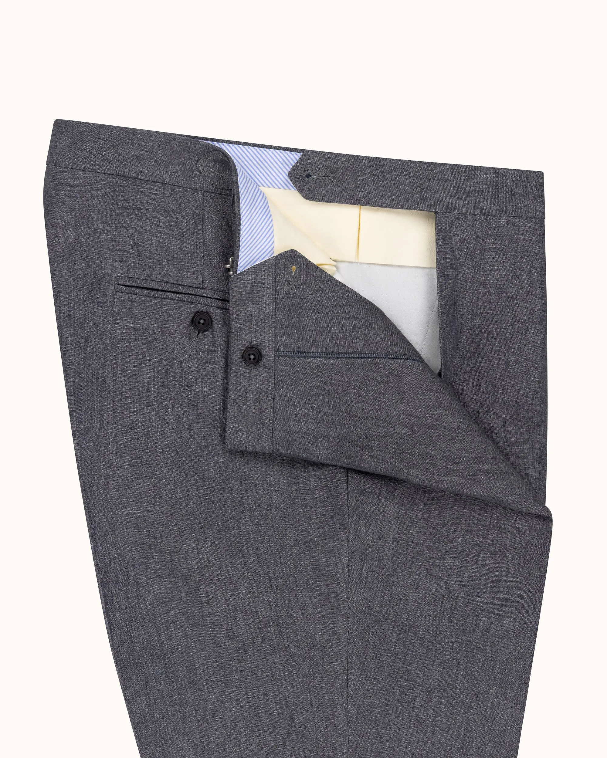 Classic Pleated Trouser - Grey High Twist Linen sold by Natalino product image thumbnail 4